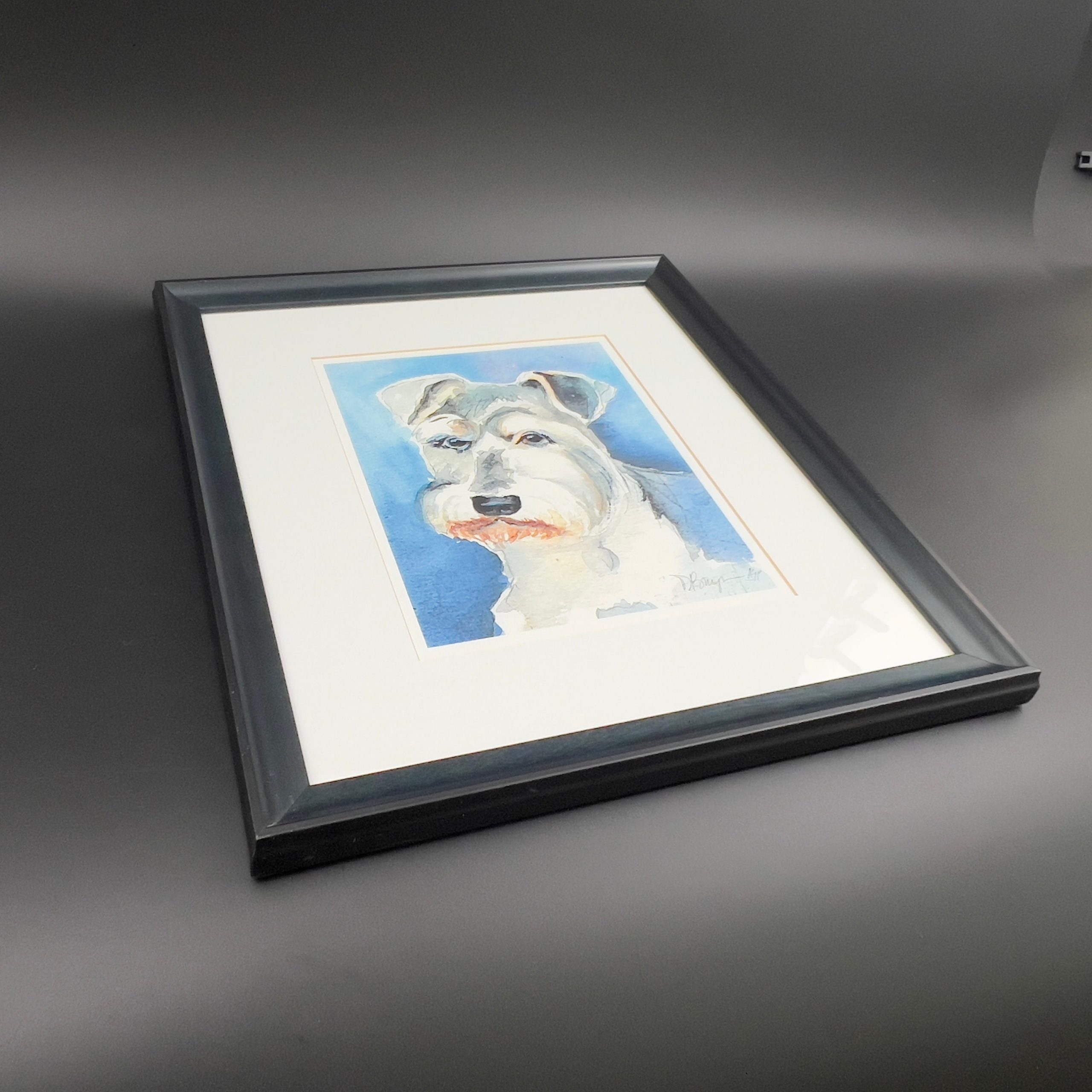 Framed Schnauzer Dog Watercolor Portrait: Signed Artist's Proof Print - Image 7