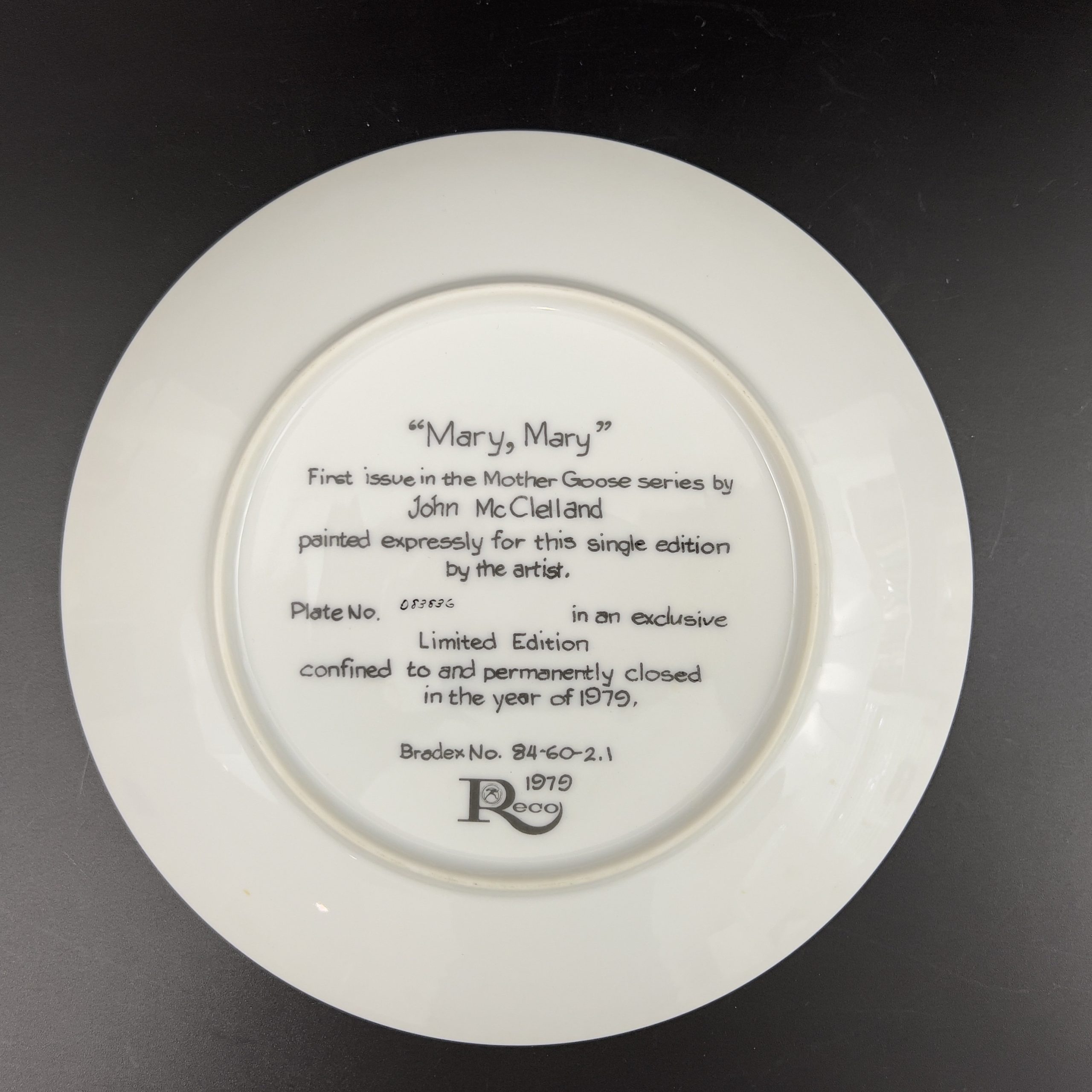 Vintage "Mary Mary" Collector Plate: 1979 Mother Goose Series, Signed - Image 4