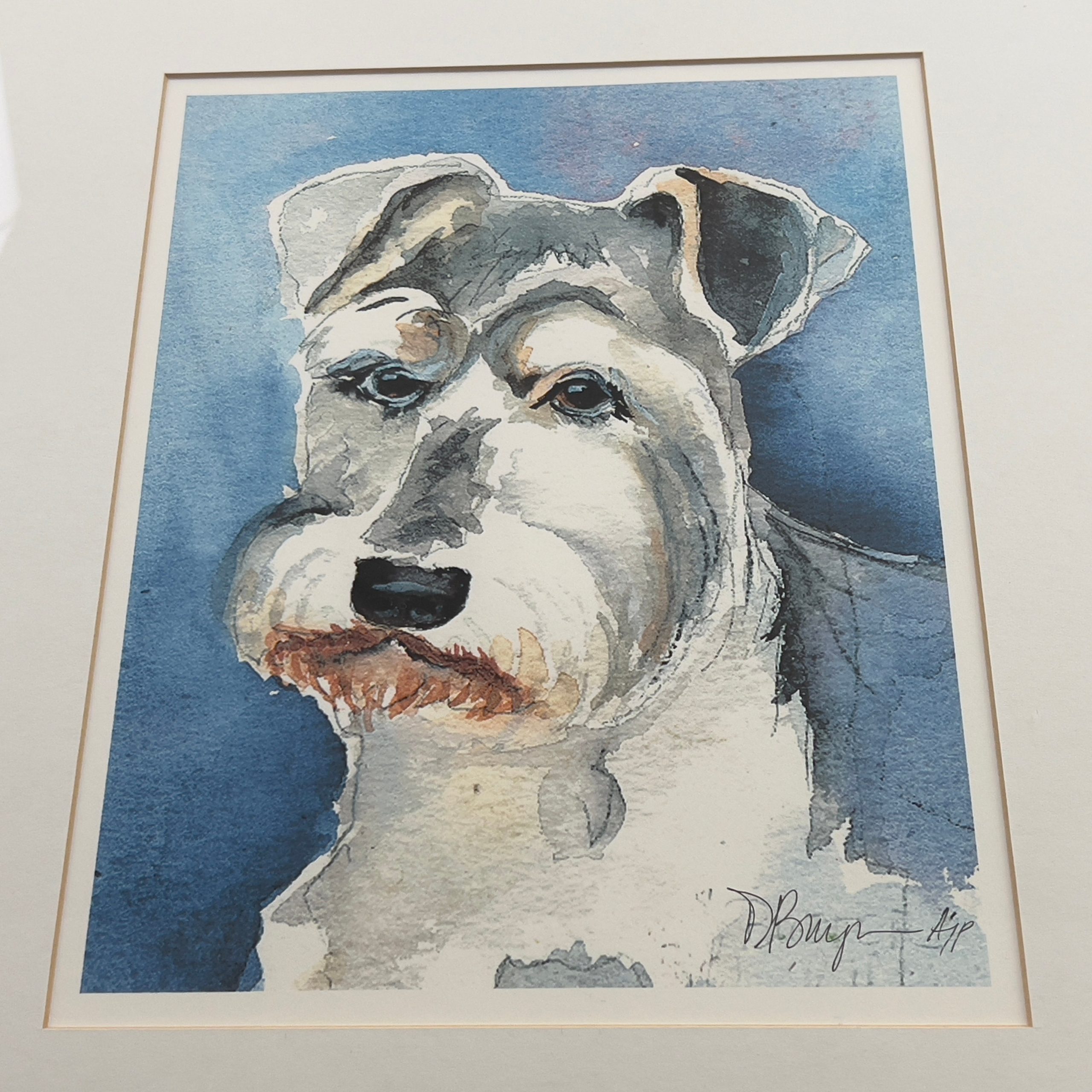 Framed Schnauzer Dog Watercolor Portrait: Signed Artist's Proof Print - Image 5