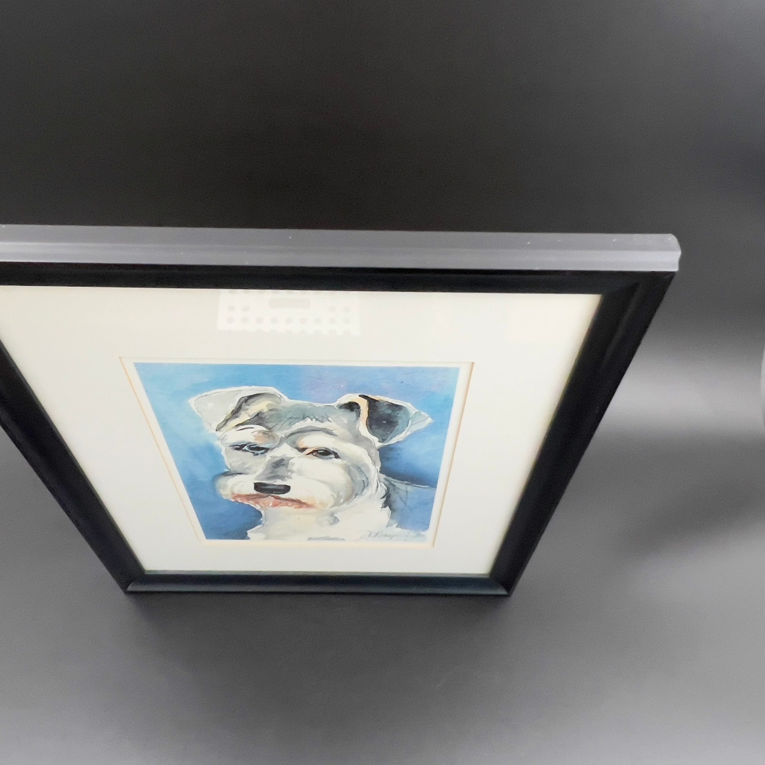 Framed Schnauzer Dog Watercolor Portrait: Signed Artist's Proof Print - Image 8