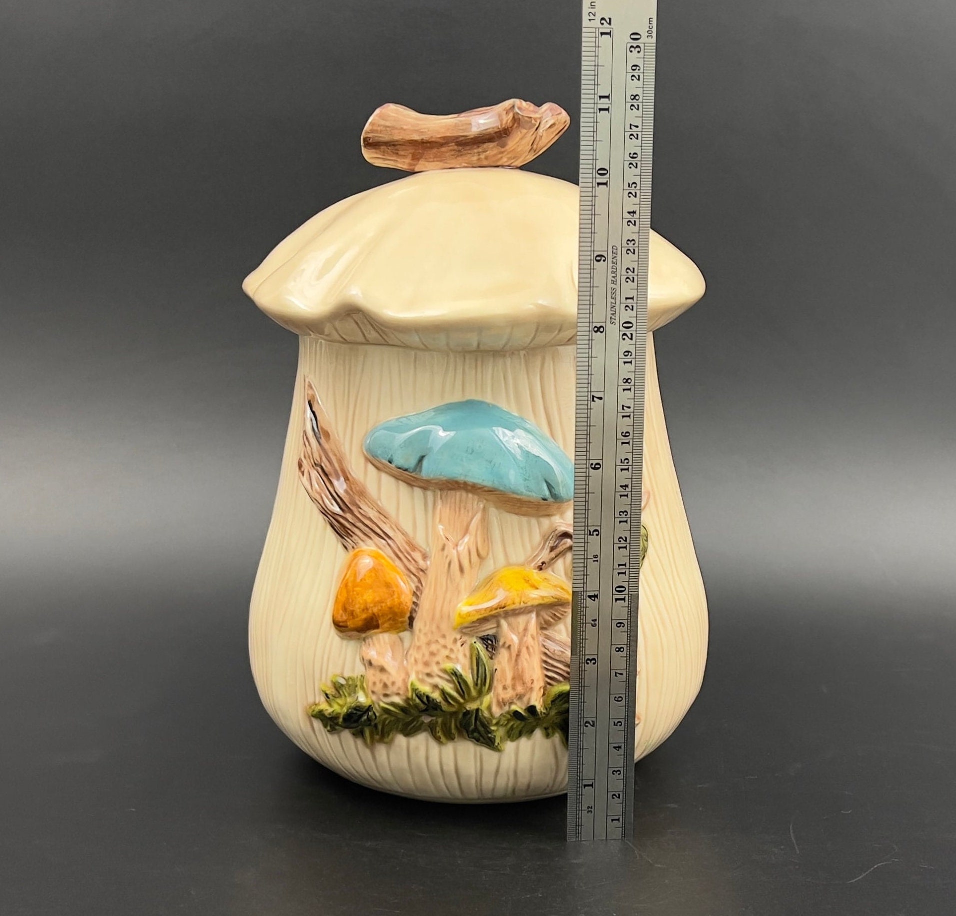 Vintage 1970s Ceramic Mushroom Cookie Jar with Lid - Image 10