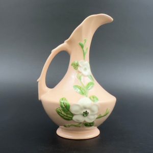 Vintage Hull Pottery Rosella Pitcher: Pink Floral Ewer, 1940s