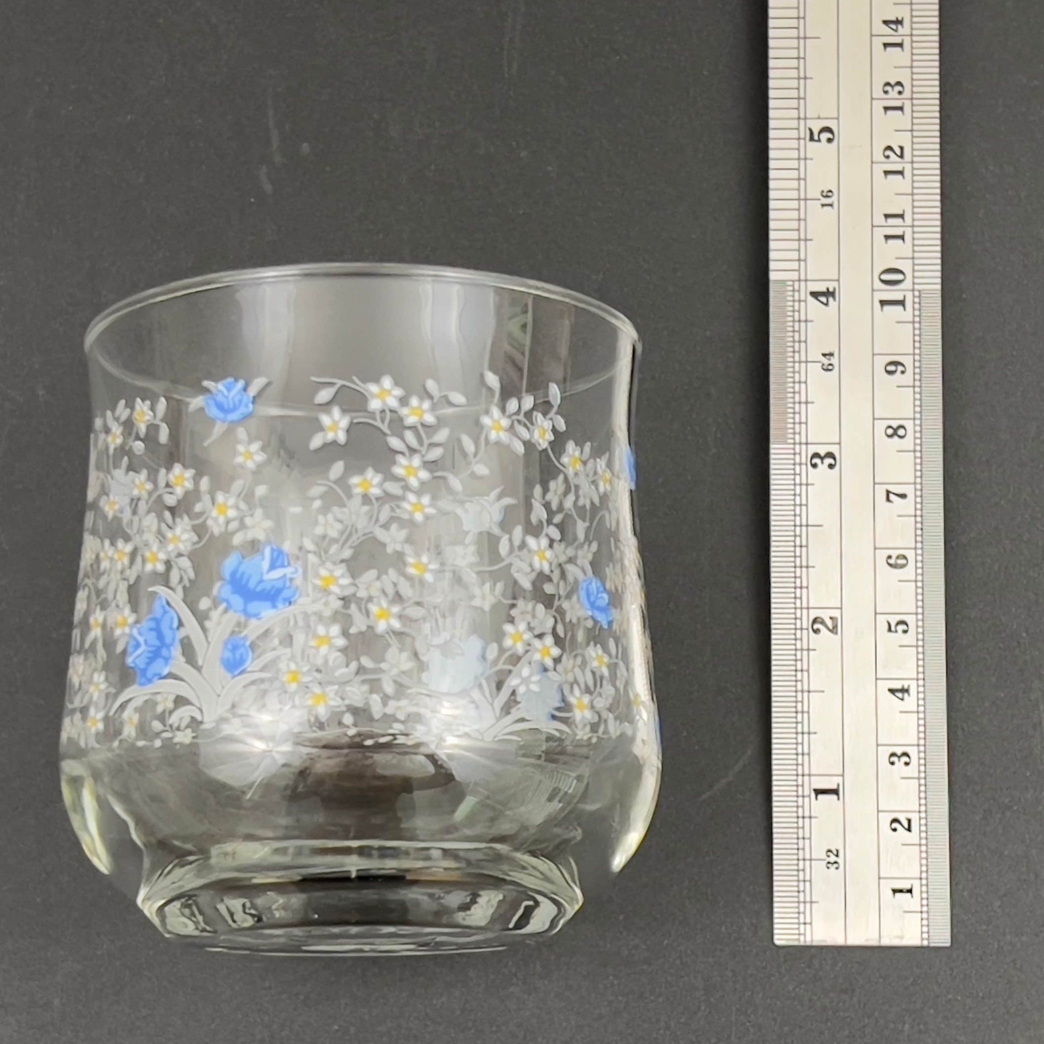 Vintage Arcopal France Old Fashioned Glasses: Blue Floral Romantique Pattern, Set of 4 - Image 11