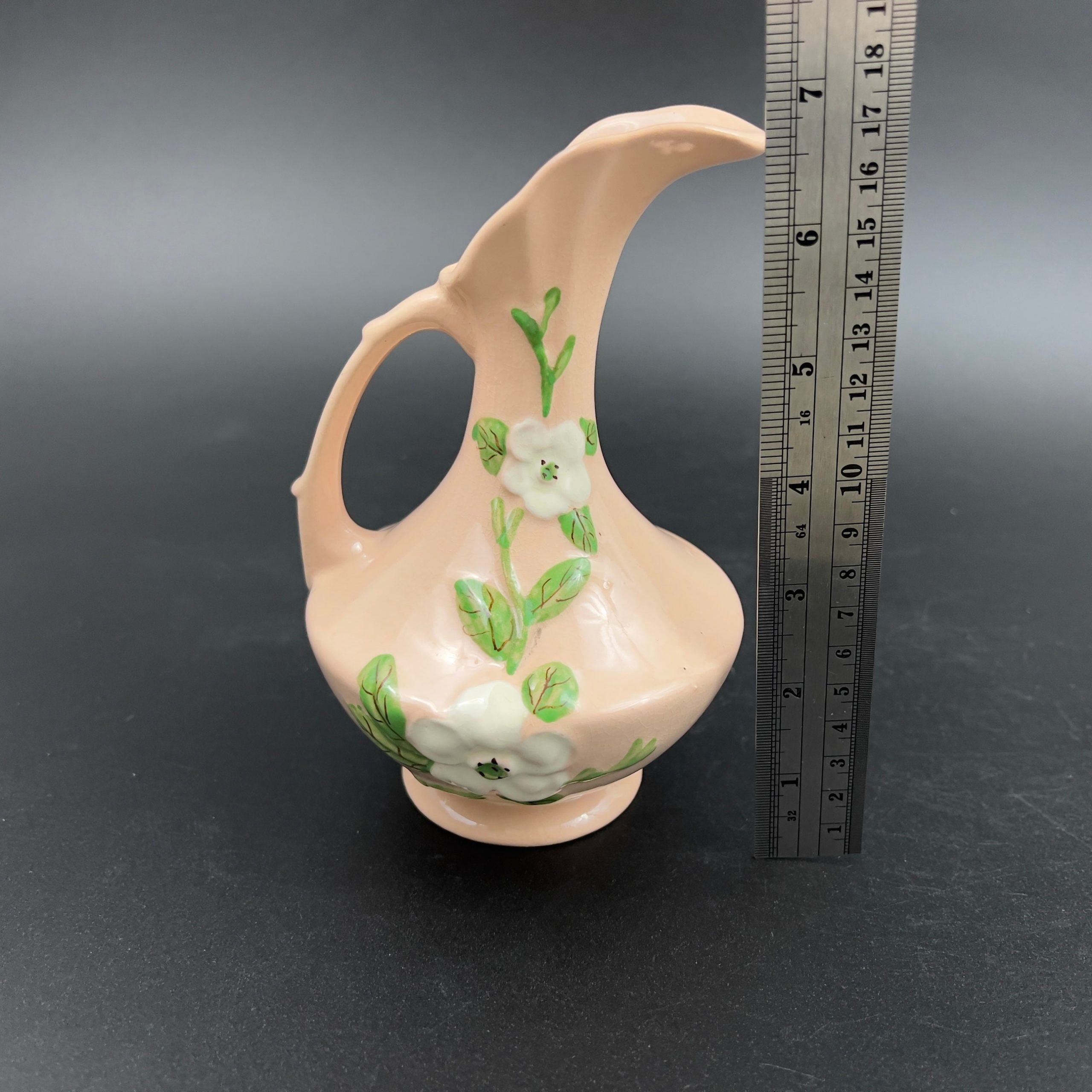 Vintage Hull Pottery Rosella Pitcher: Pink Floral Ewer, 1940s - Image 9