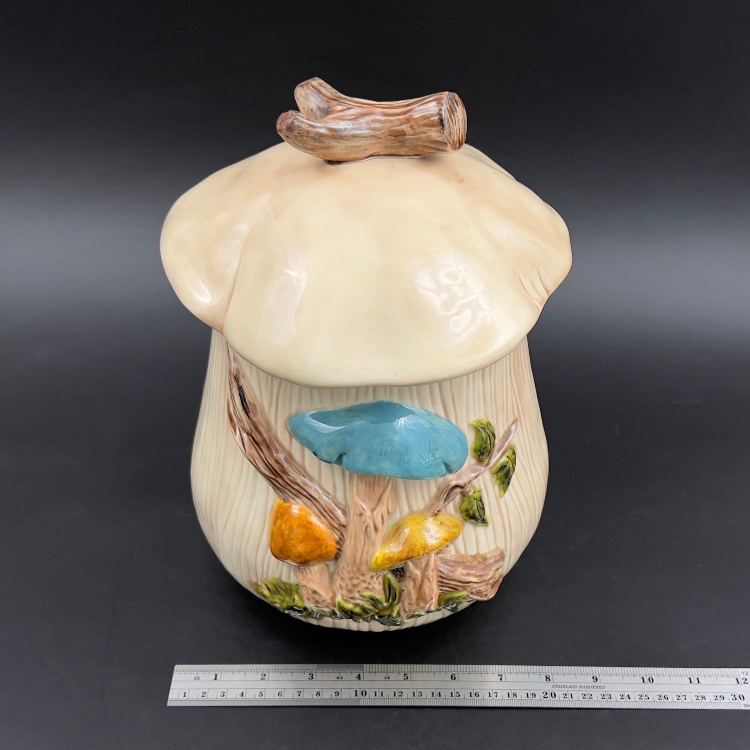Vintage 1970s Ceramic Mushroom Cookie Jar with Lid - Image 9