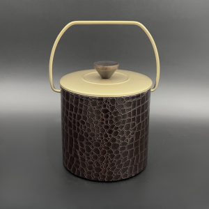 Midcentury Faux Crocodile Ice Bucket: Brass Accent Barware