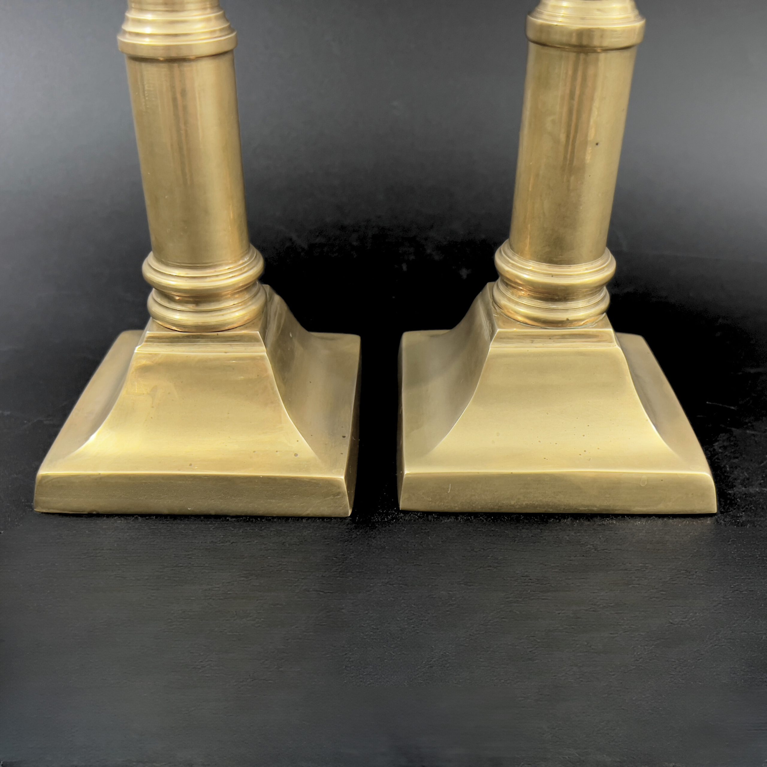 Antique Solid Brass Candlesticks: Federal Style Columnar Pair - Image 7