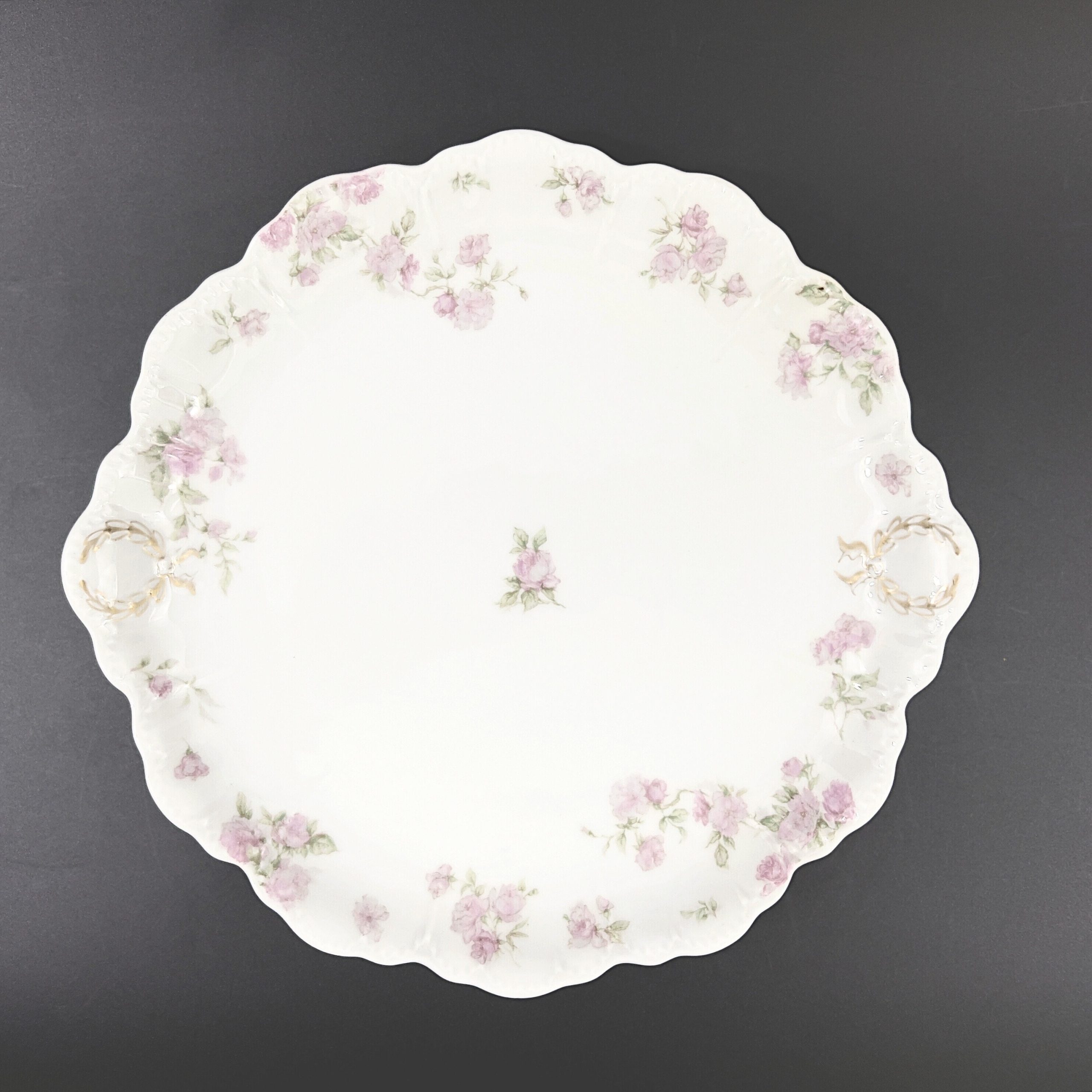 Antique Haviland Limoges Platter: Pink Roses, Gold Laurel Wreaths - Image 3