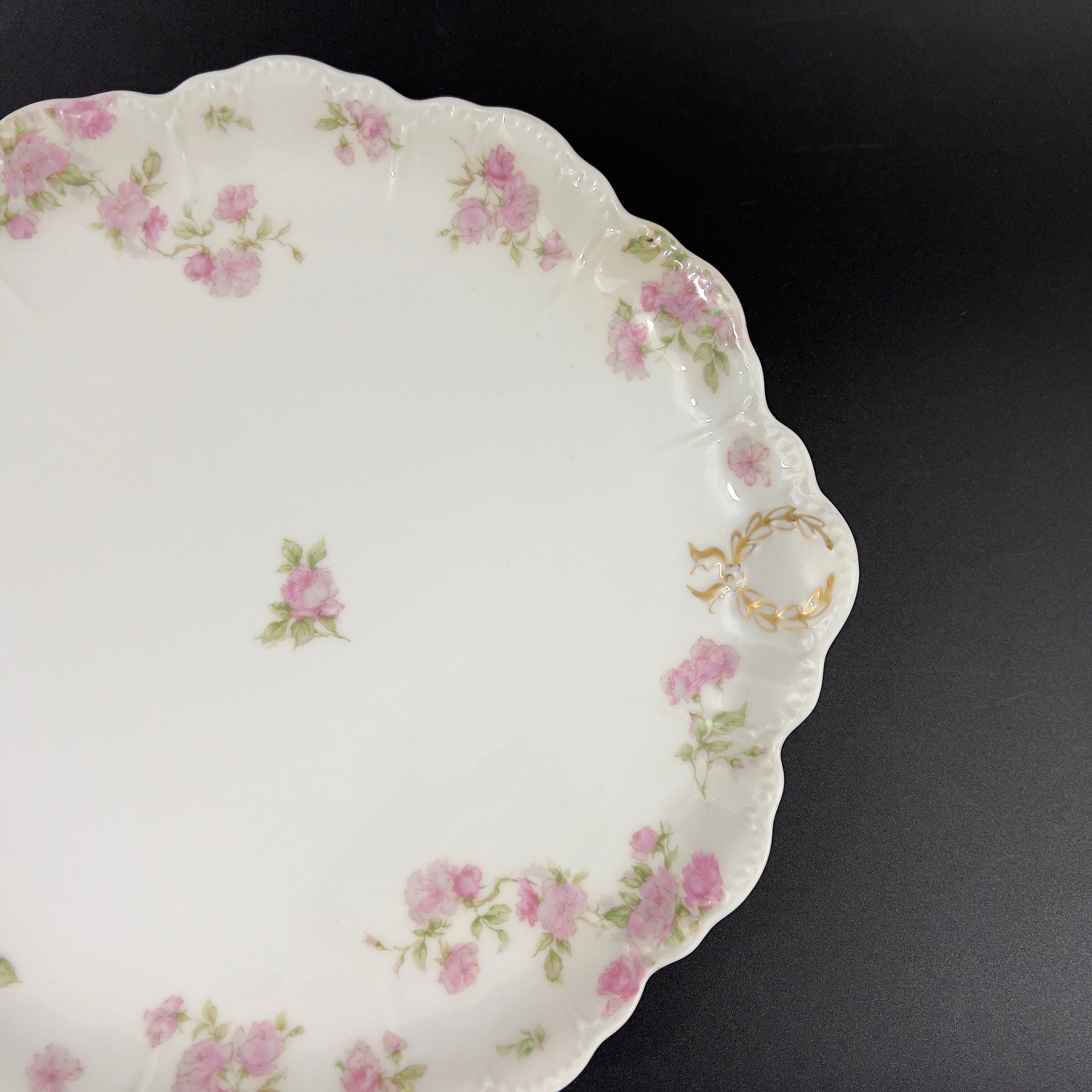 Antique Haviland Limoges Platter: Pink Roses, Gold Laurel Wreaths - Image 6