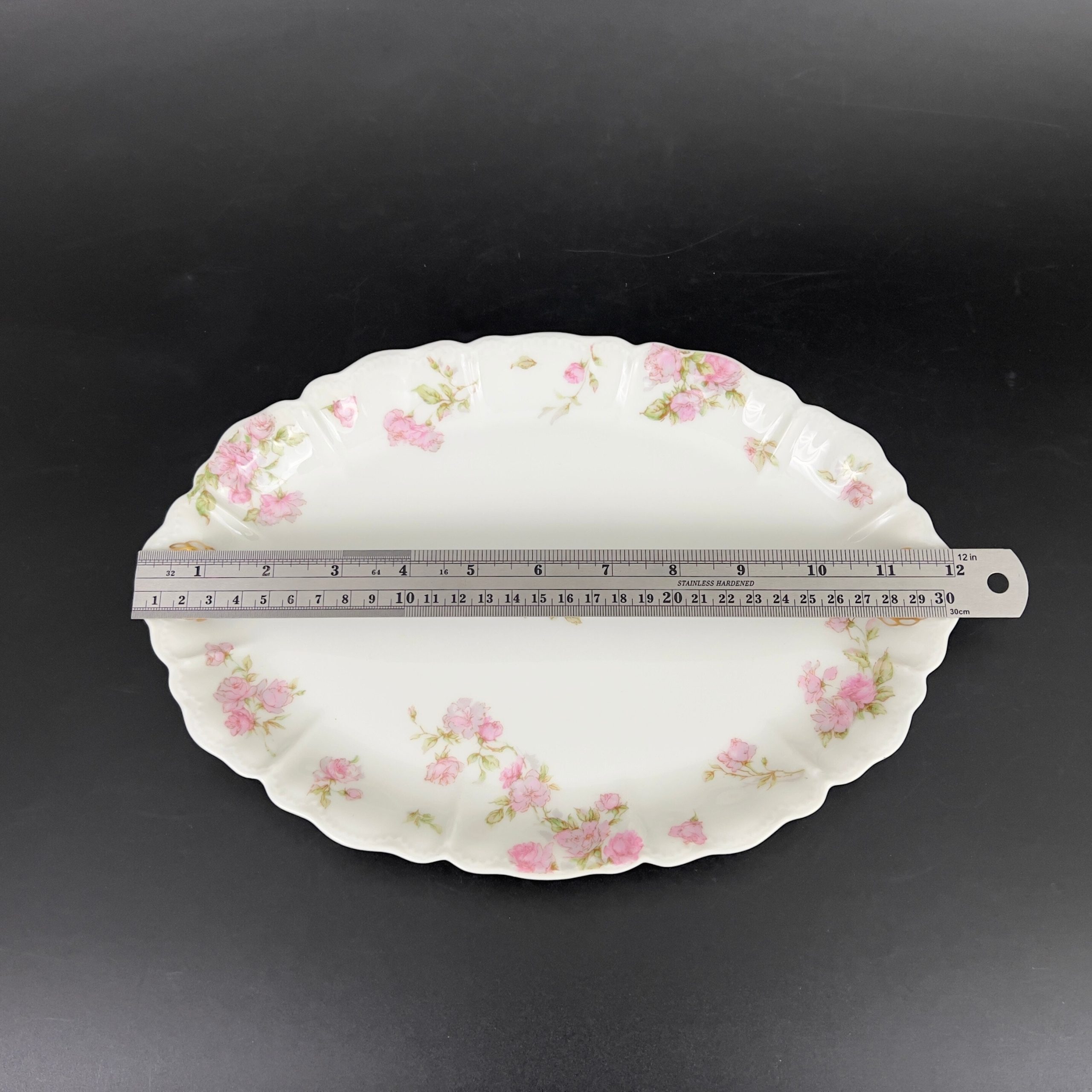 Antique Haviland Limoges Platter: Pink Roses, Gold Laurel Wreaths (12 inch) - Image 10