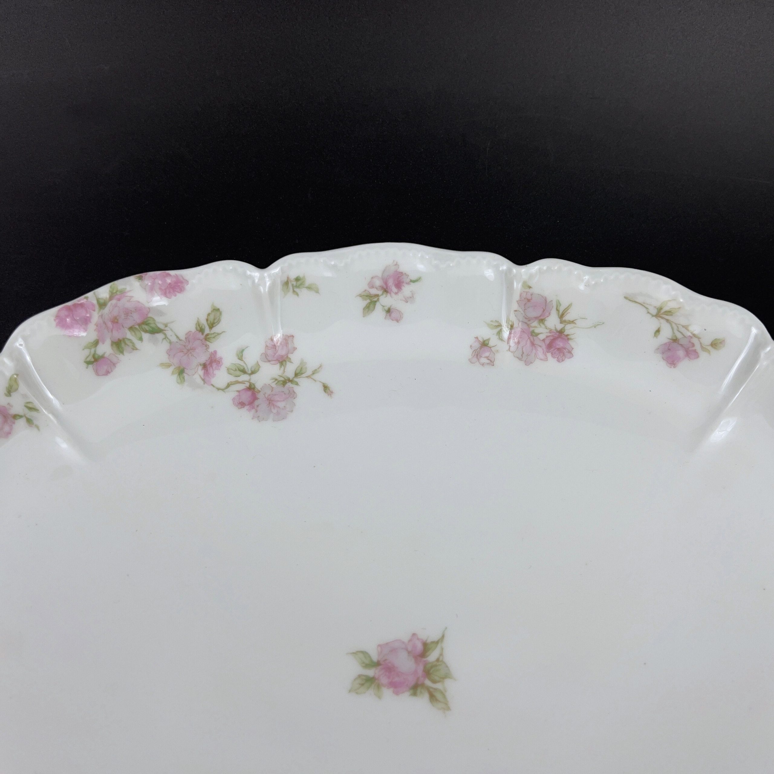Antique Haviland Limoges Platter: 16" Oval, Pink Roses, Gold Laurel - Image 5