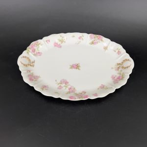 Antique Haviland Limoges Platter: Pink Roses, Gold Laurel Wreaths (12 inch)