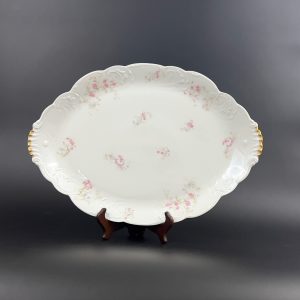 Antique Limoges Platter: Haviland France, Pink & Blue Flowers, 20" Oval