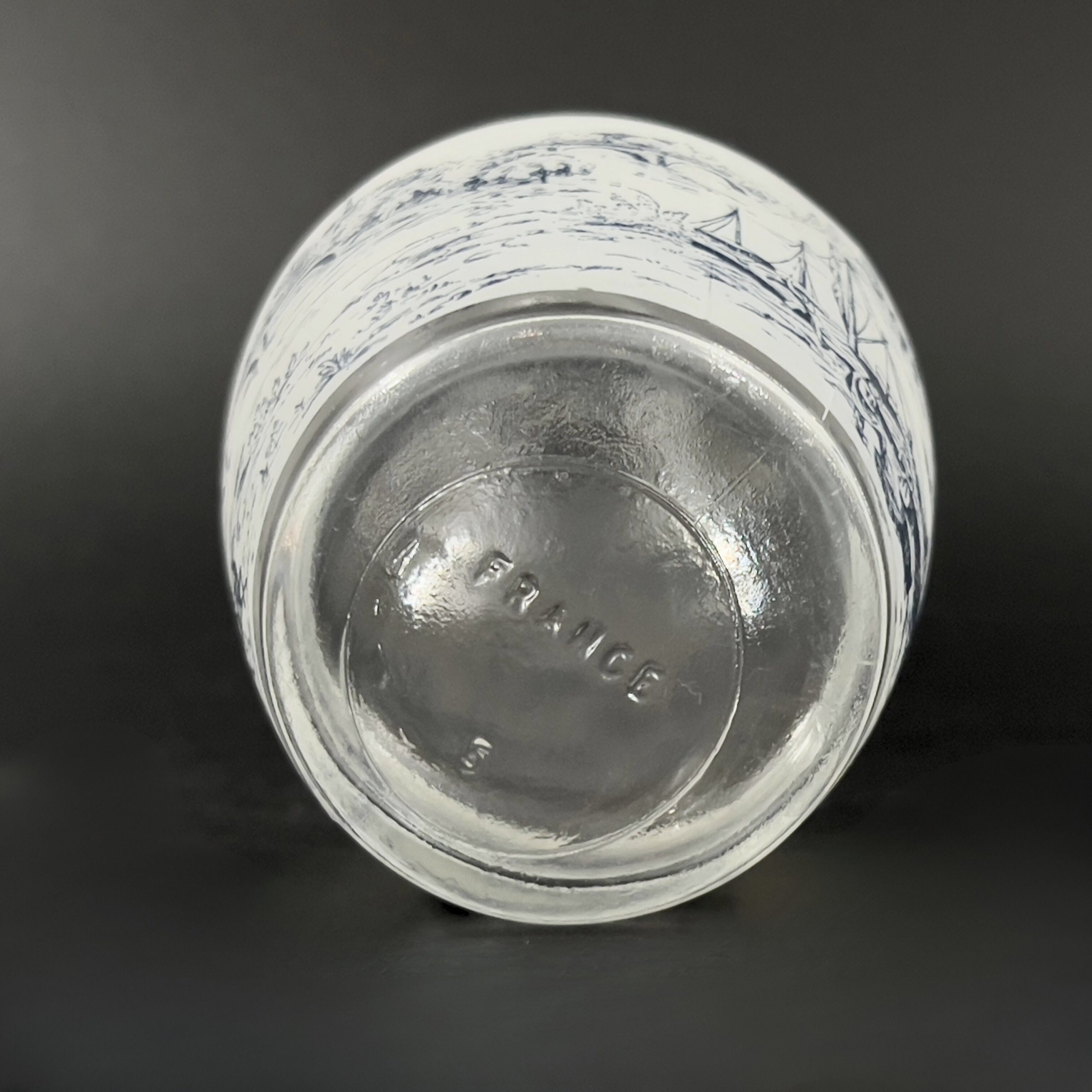 Vintage French Whiskey Decanter & Shot Glass Set: Blue Toile Barware - Image 10