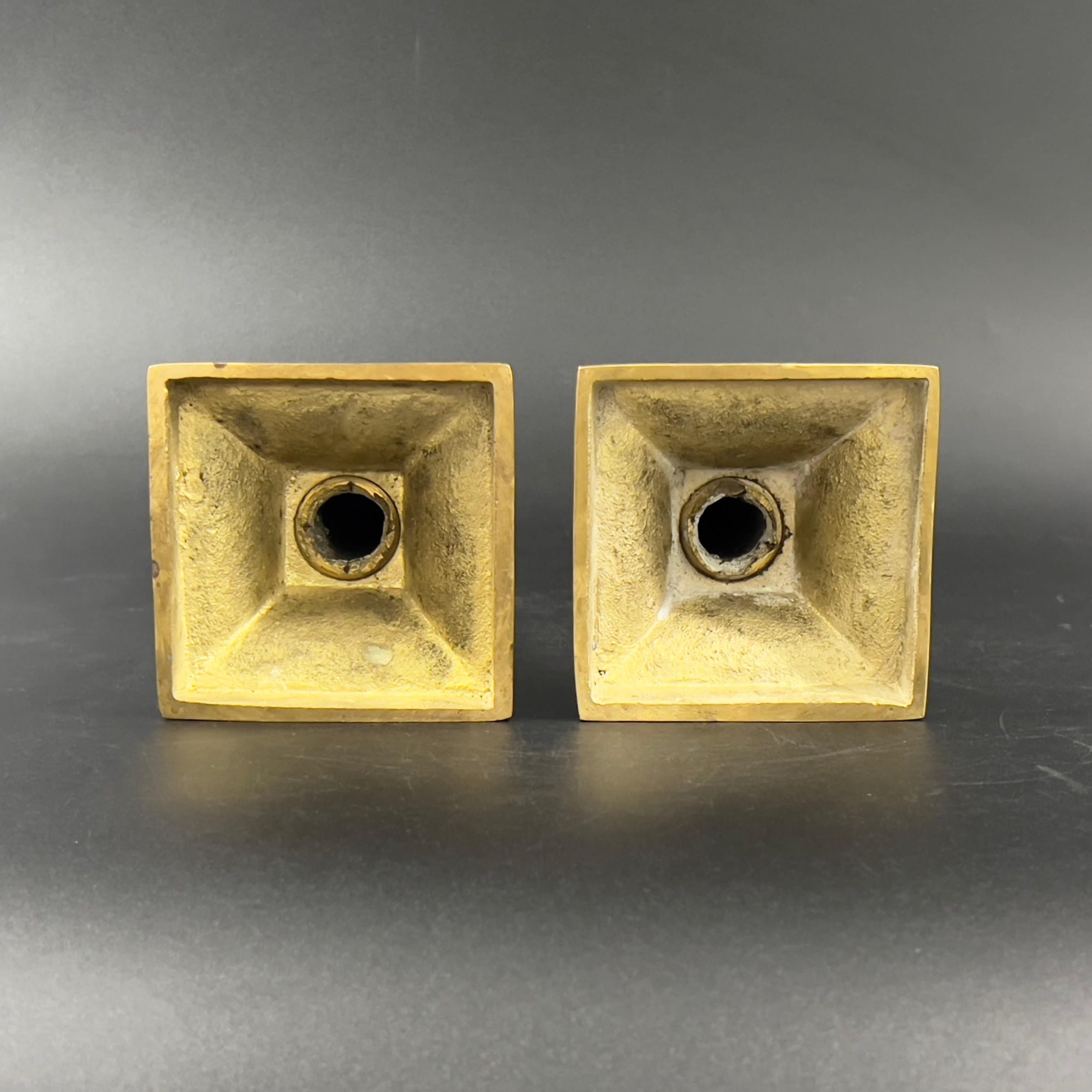Antique Solid Brass Candlesticks: Federal Style Columnar Pair - Image 11