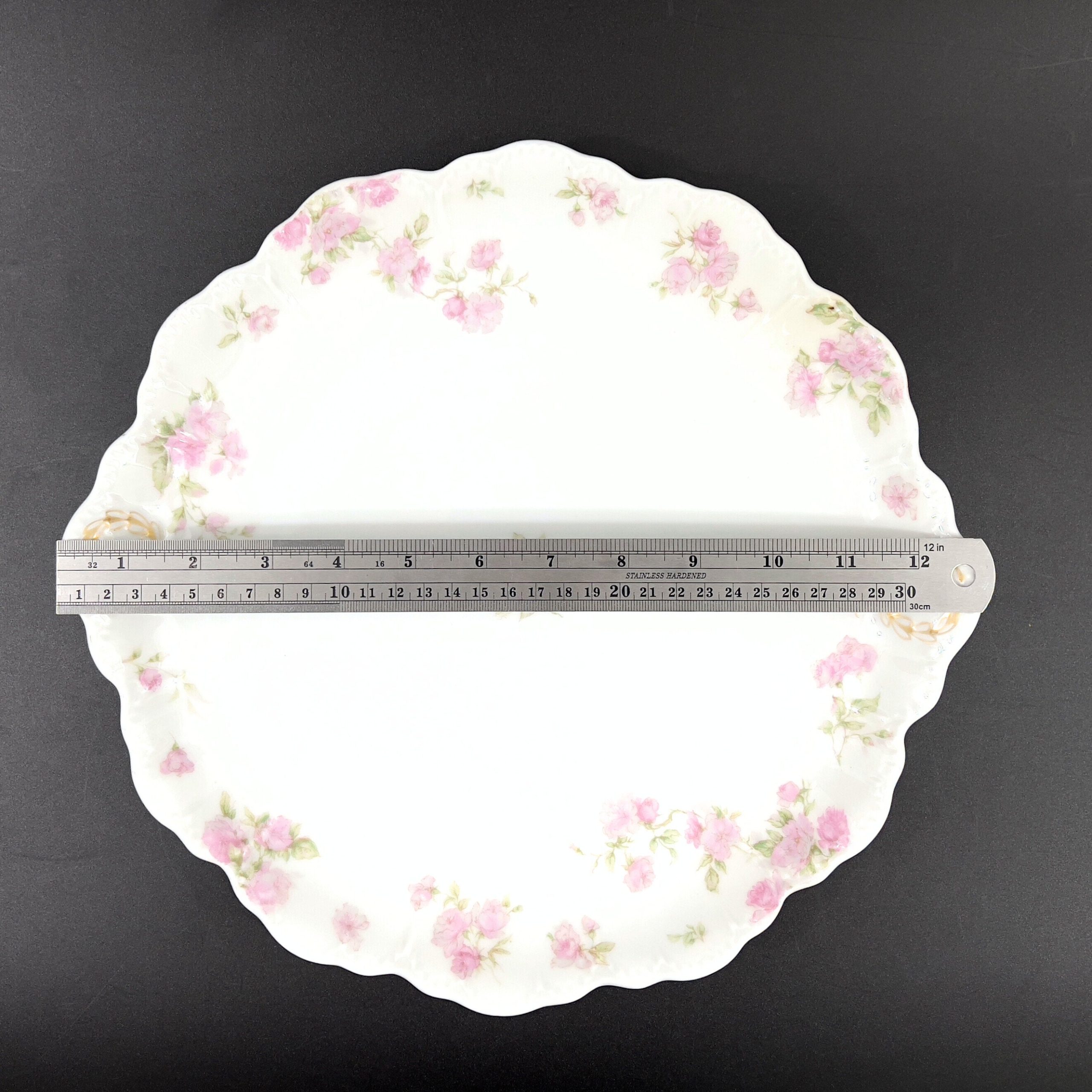 Antique Haviland Limoges Platter: Pink Roses, Gold Laurel Wreaths - Image 9