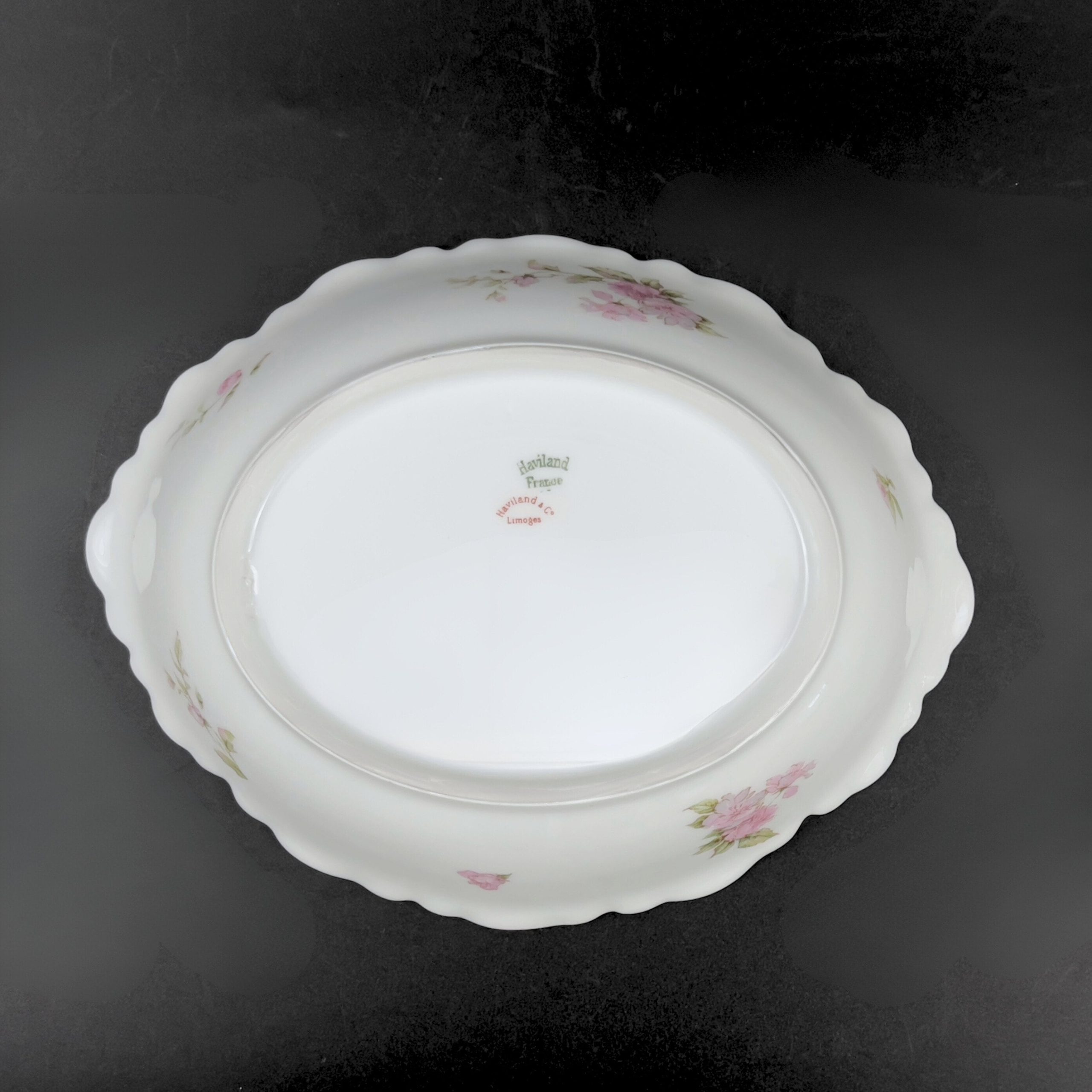 Antique Haviland Limoges Oval Bowl: Pink Roses, Gold Laurel Wreaths - Image 9