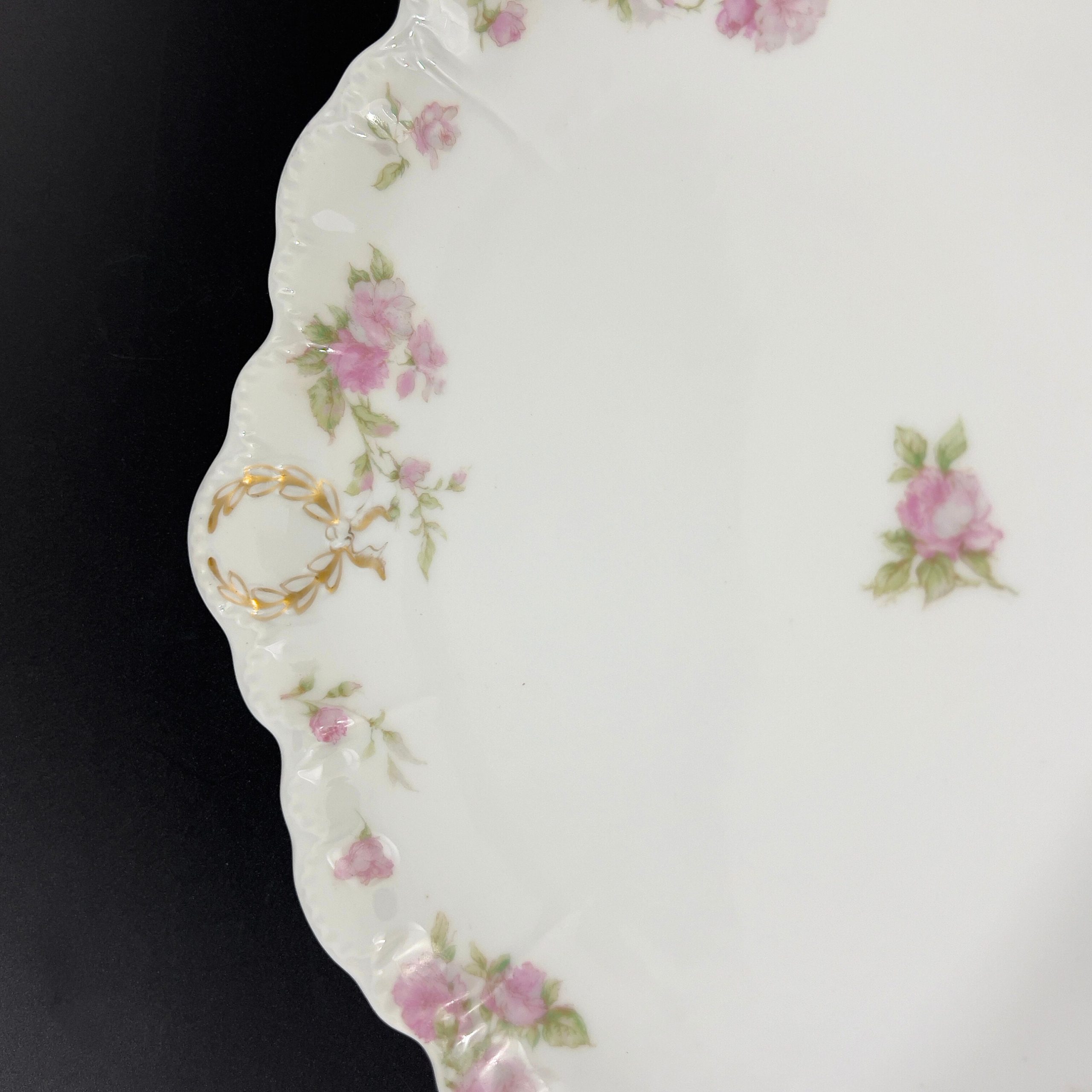 Antique Haviland Limoges Platter: Pink Roses, Gold Laurel Wreaths - Image 7