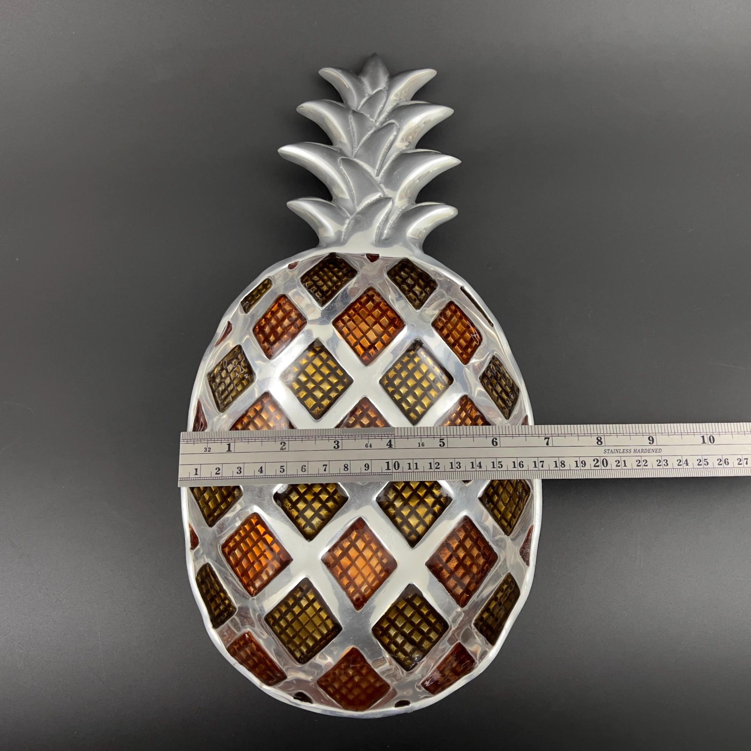 Vintage Pineapple Tray: Pewter Metal with Resin Diamond Pattern - Image 9