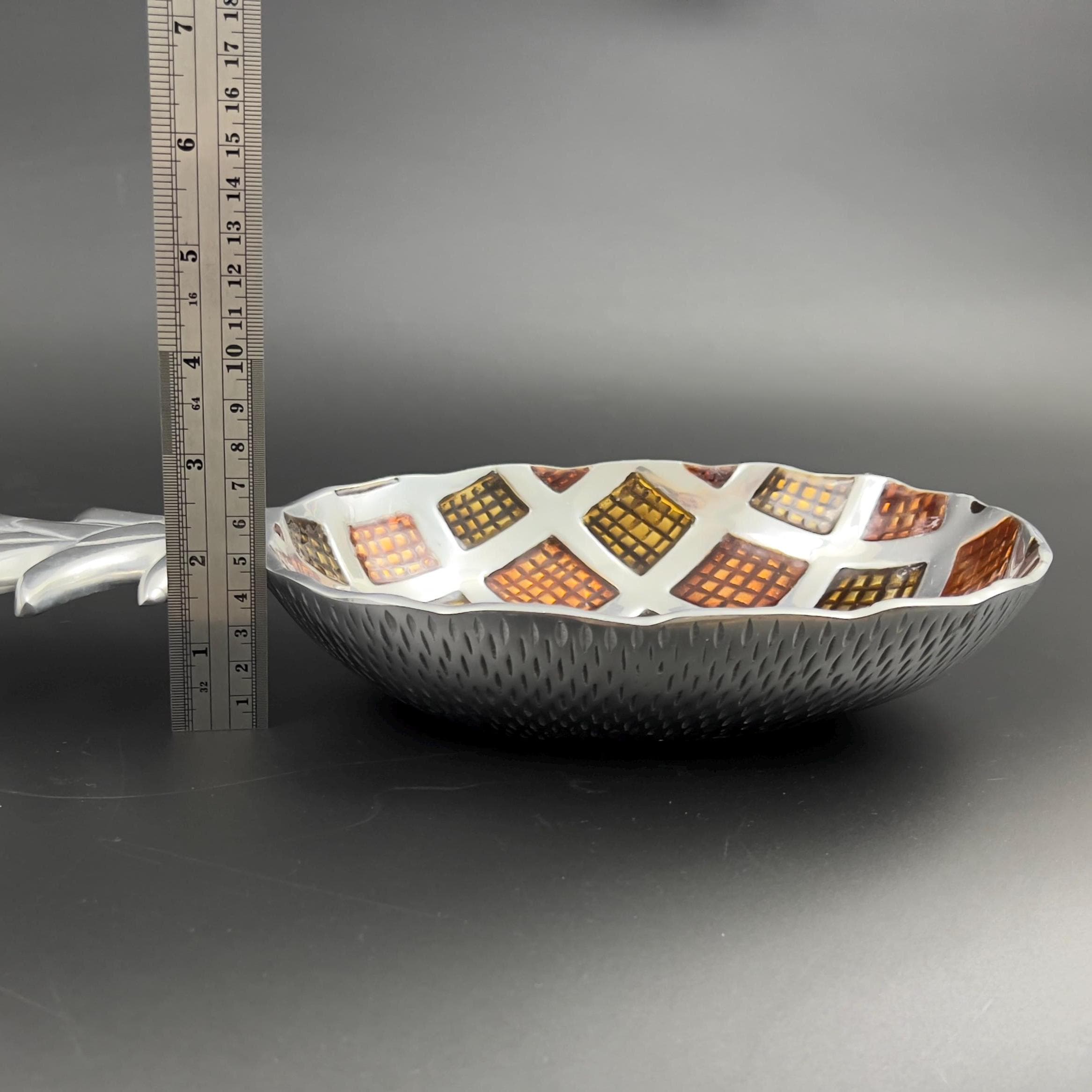 Vintage Pineapple Tray: Pewter Metal with Resin Diamond Pattern - Image 10