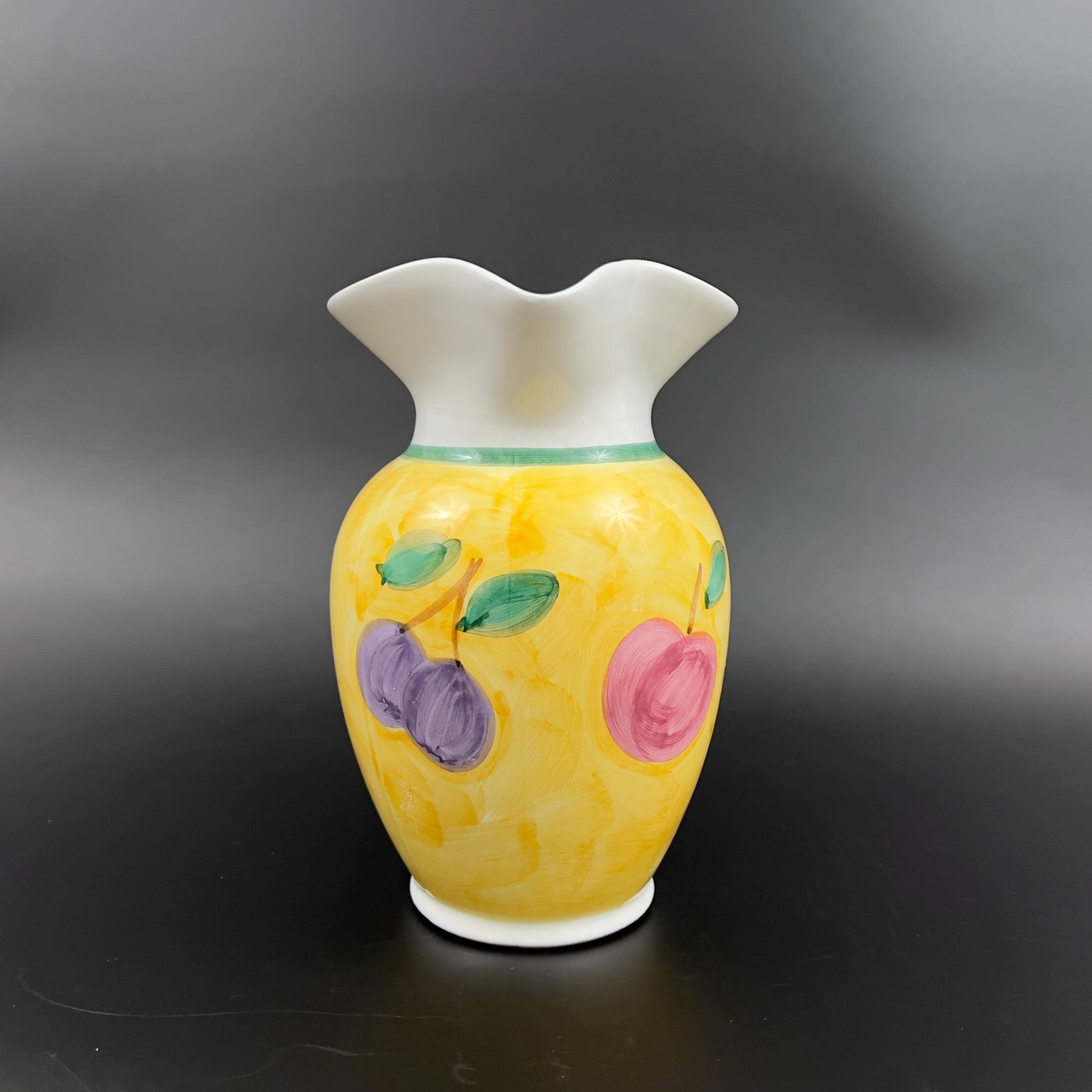 Vintage Caleca Pitcher Vase: Hand-Painted Italian Ceramic Fruit Decor - Image 5