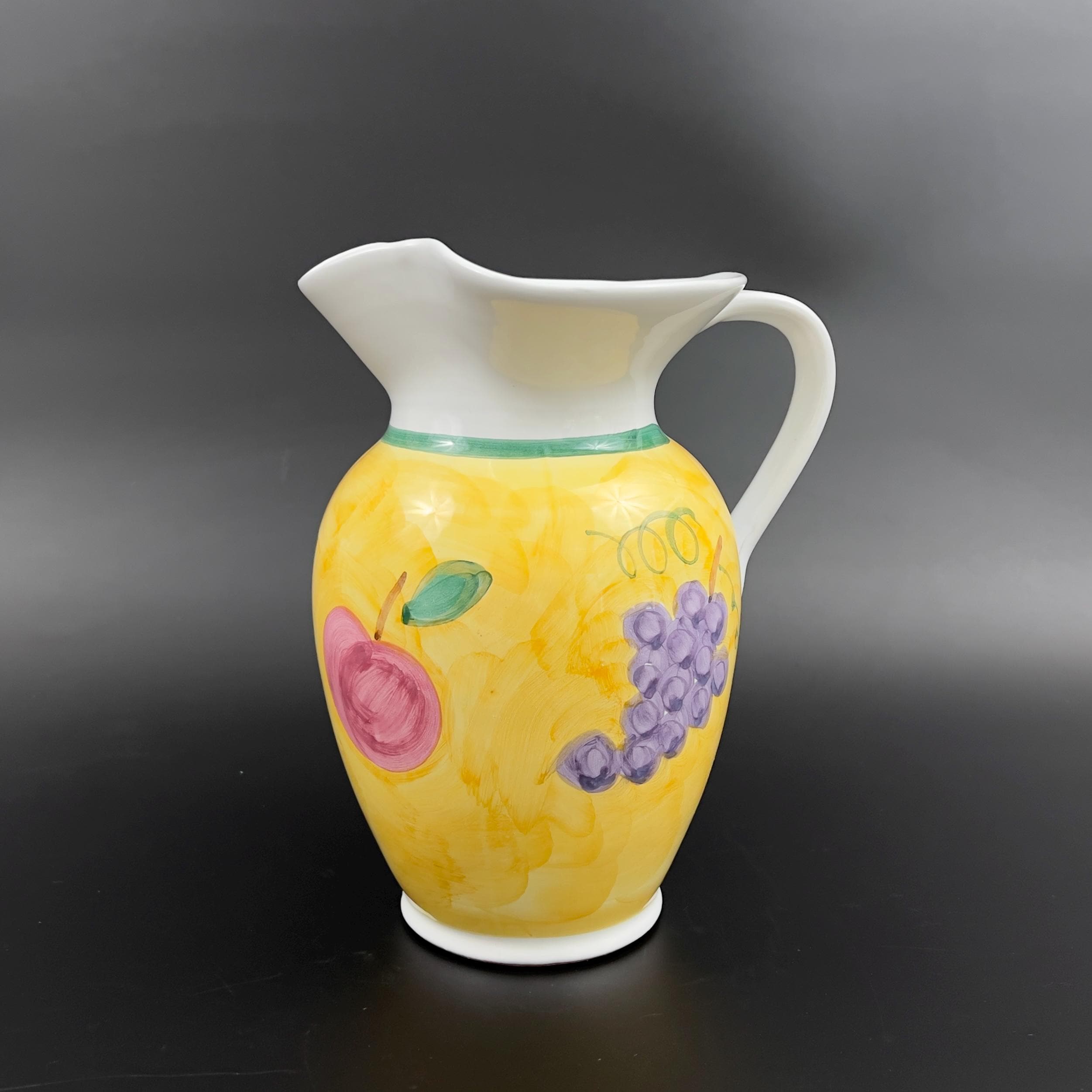 Vintage Caleca Pitcher Vase: Hand-Painted Italian Ceramic Fruit Decor - Image 6