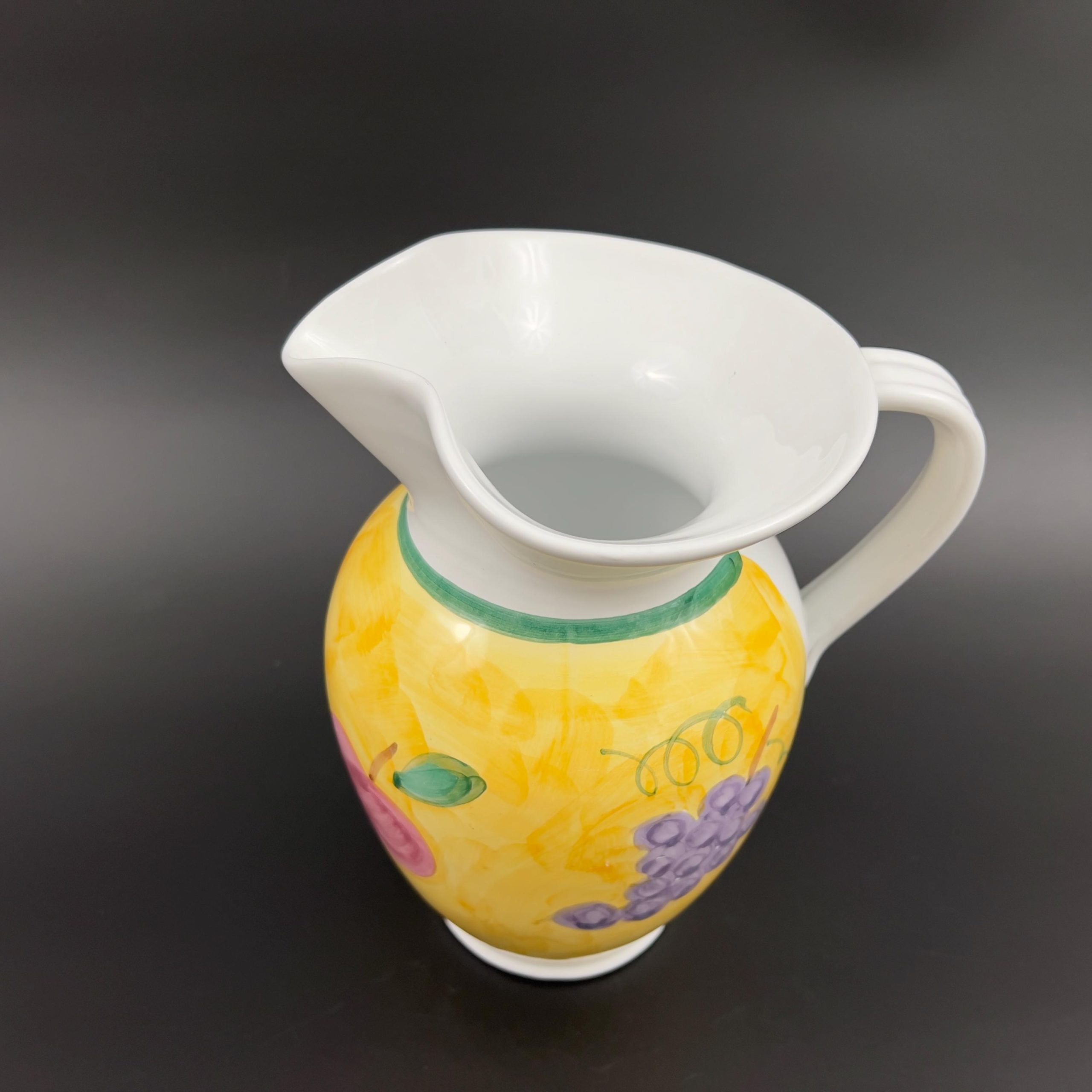 Vintage Caleca Pitcher Vase: Hand-Painted Italian Ceramic Fruit Decor - Image 7