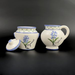 Vintage Casafina Cream and Sugar Set: Hand-Painted Hyacinths, Portugal