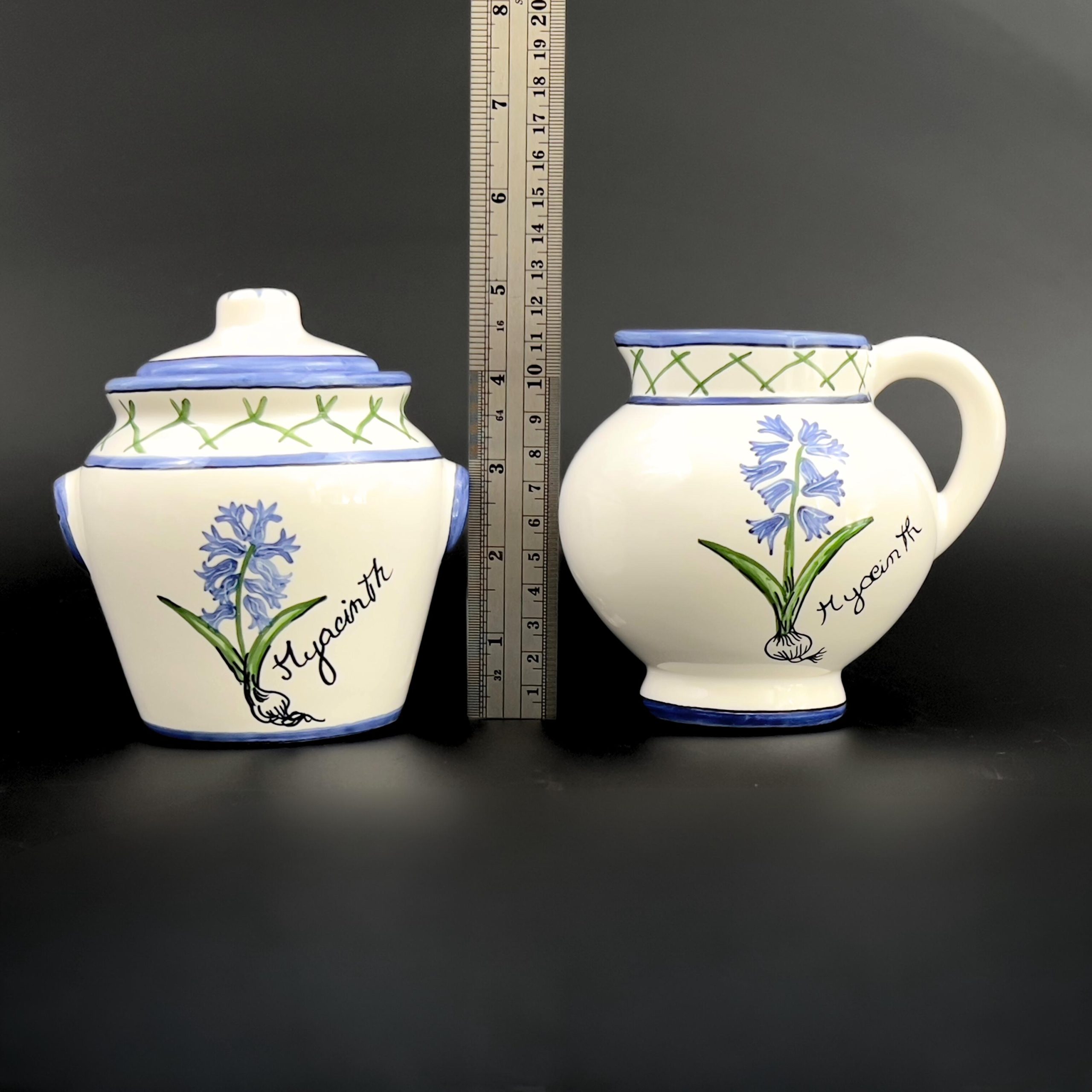 Vintage Casafina Cream and Sugar Set: Hand-Painted Hyacinths, Portugal - Image 10