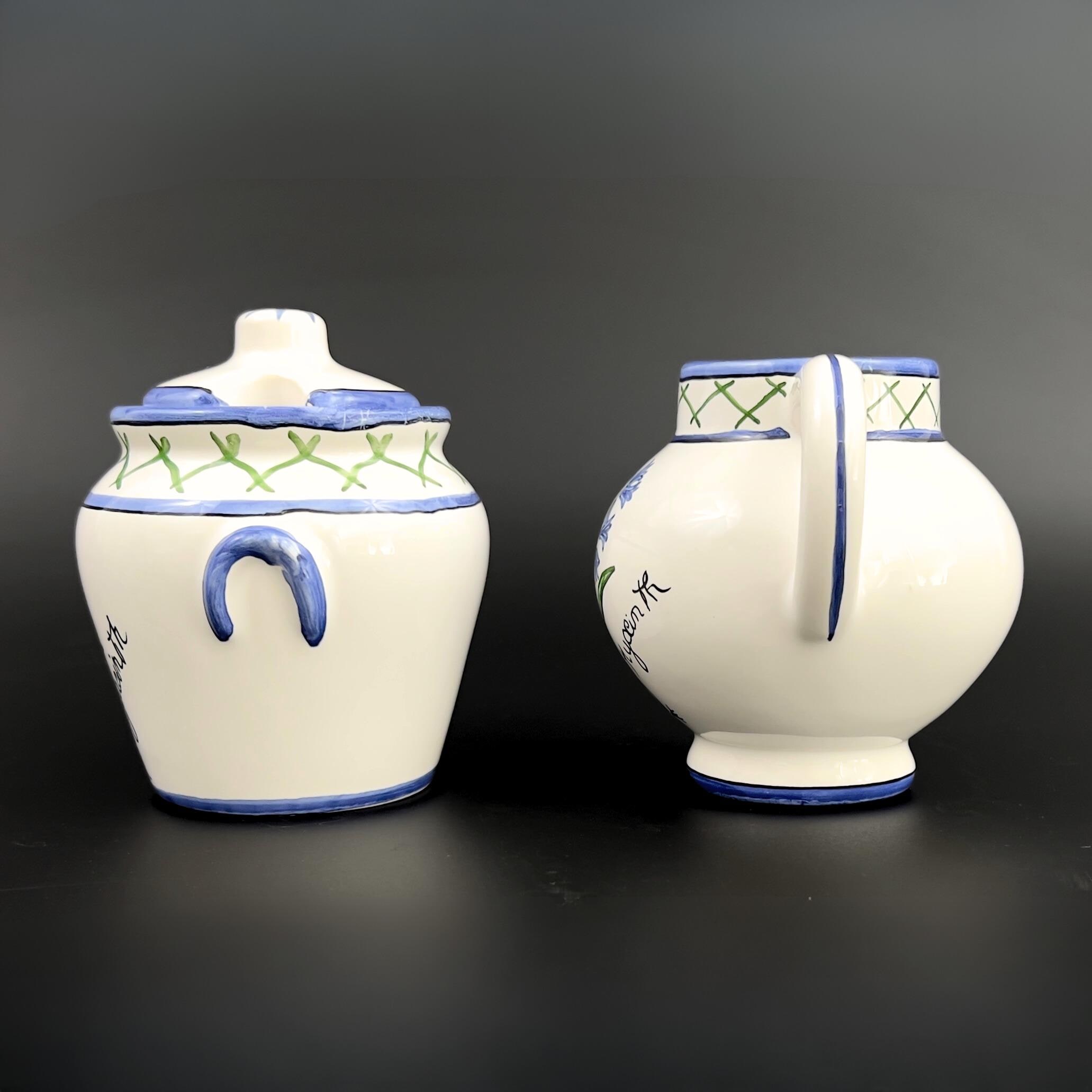 Vintage Casafina Cream and Sugar Set: Hand-Painted Hyacinths, Portugal - Image 7