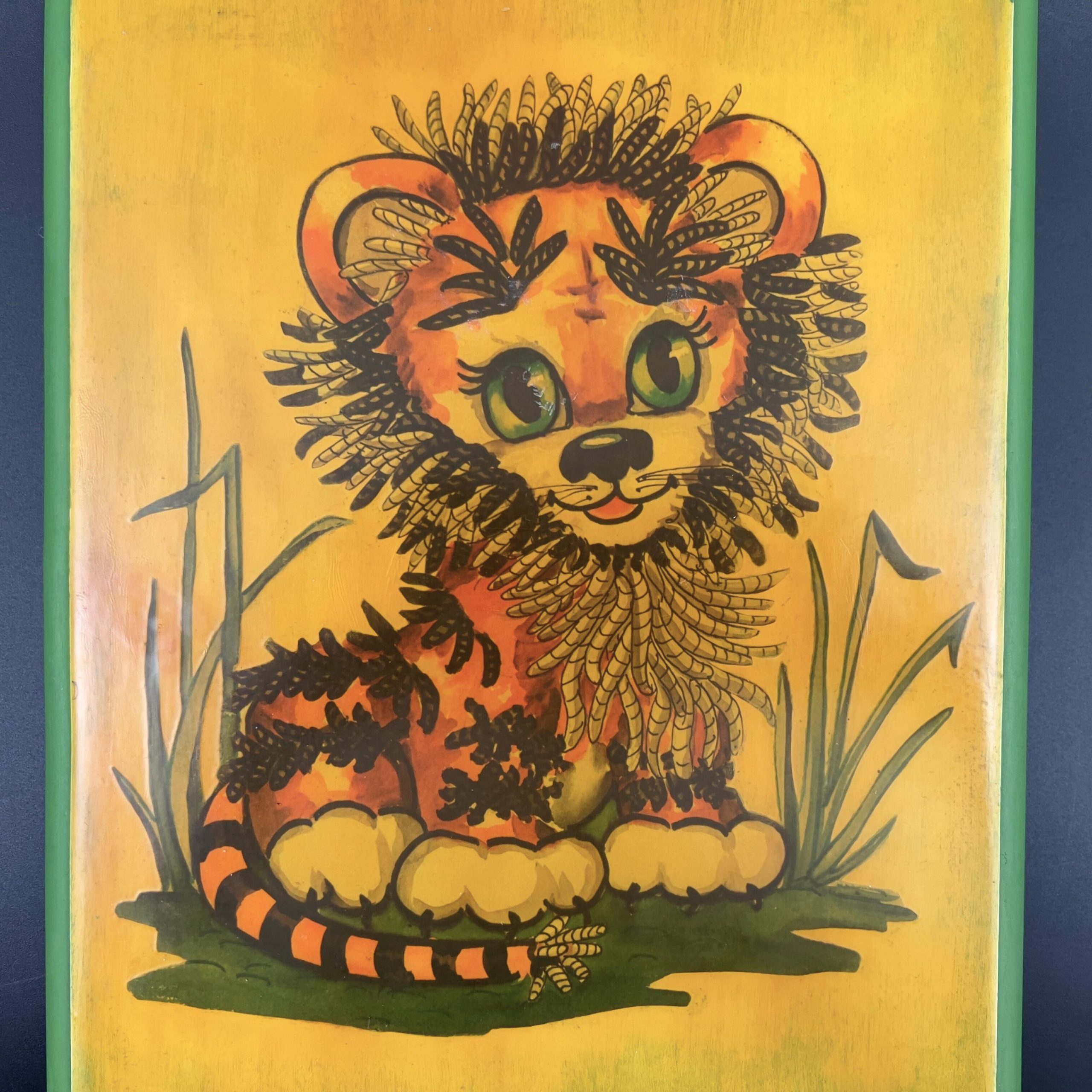 Vintage Lois Mae Thayer Lion Cub Wood Plaque - Mid-Century Children's Art - Image 5