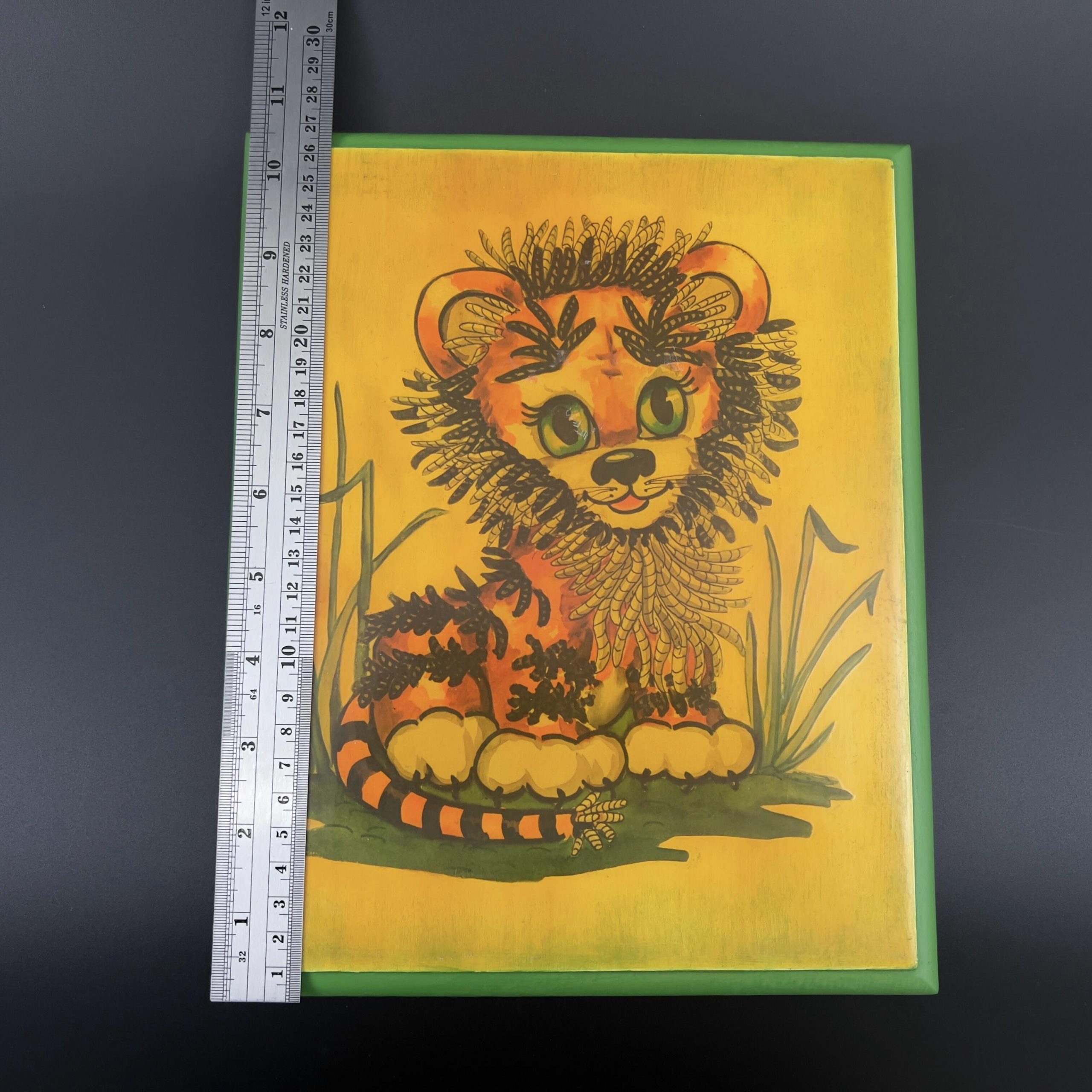 Vintage Lois Mae Thayer Lion Cub Wood Plaque - Mid-Century Children's Art - Image 9