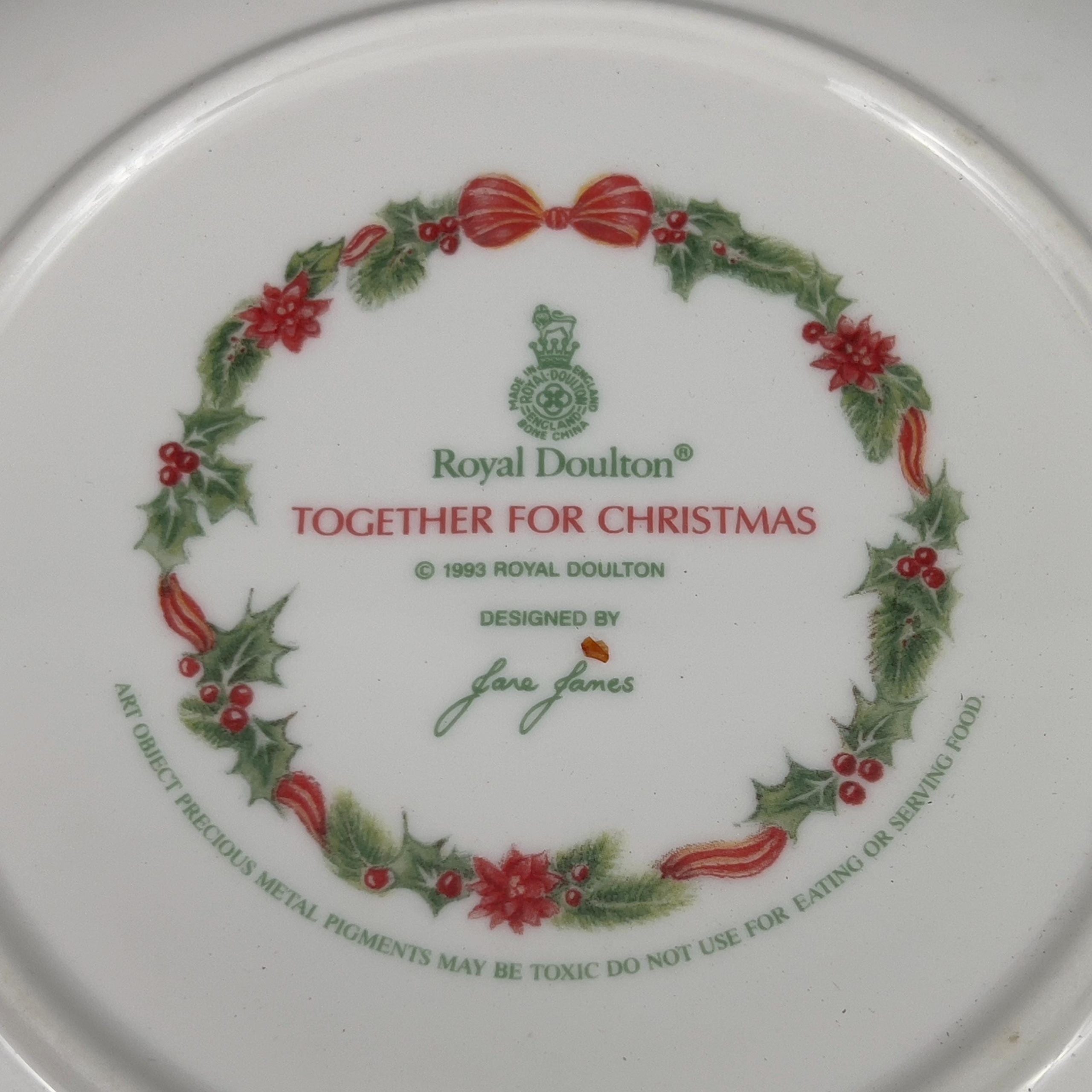 Vintage Royal Doulton Christmas Plate: "Together for Christmas" Fine Bone China Decor - Image 11