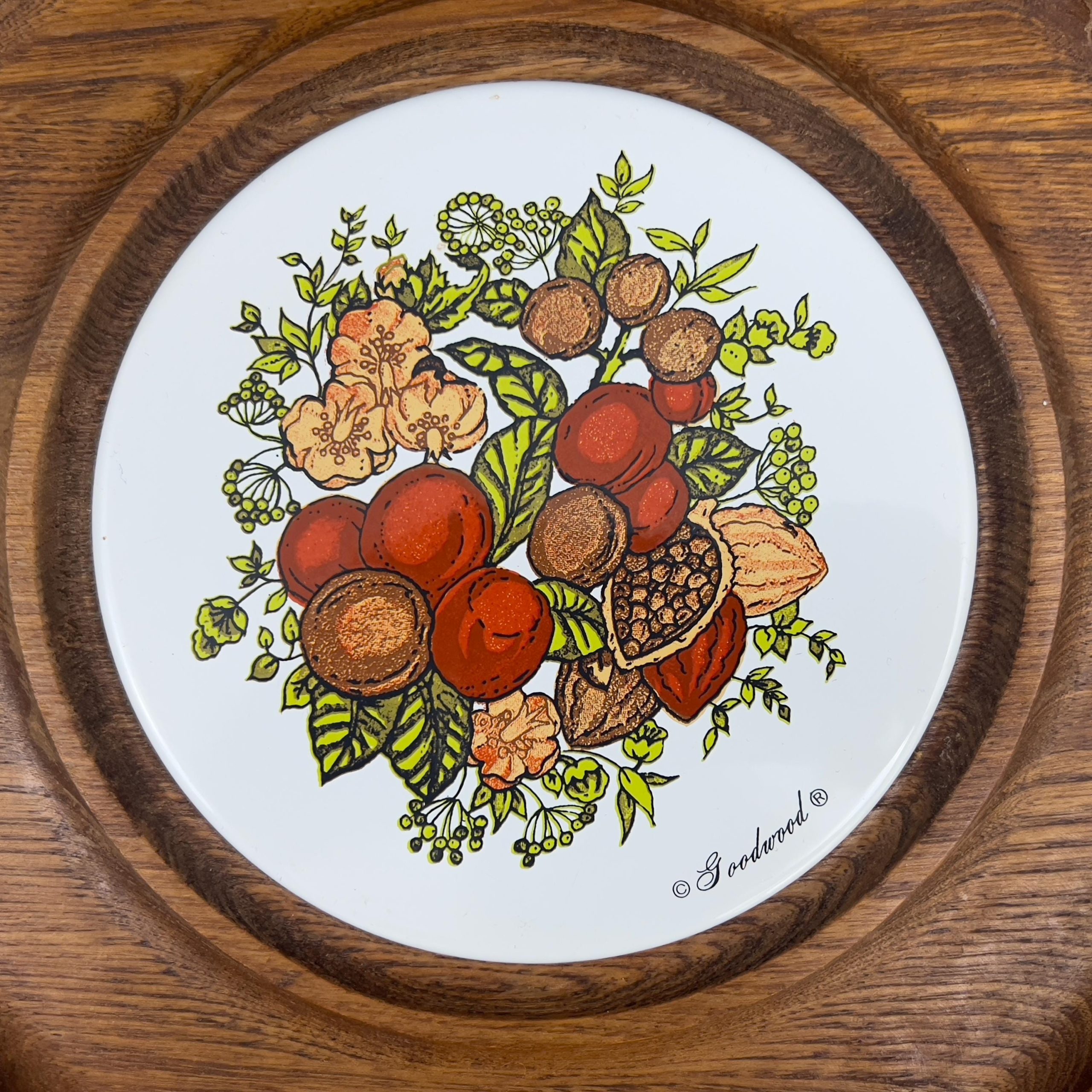 Vintage Mid-Century Modern Cheese Board: Oak Tray with Glass Dome - Image 7