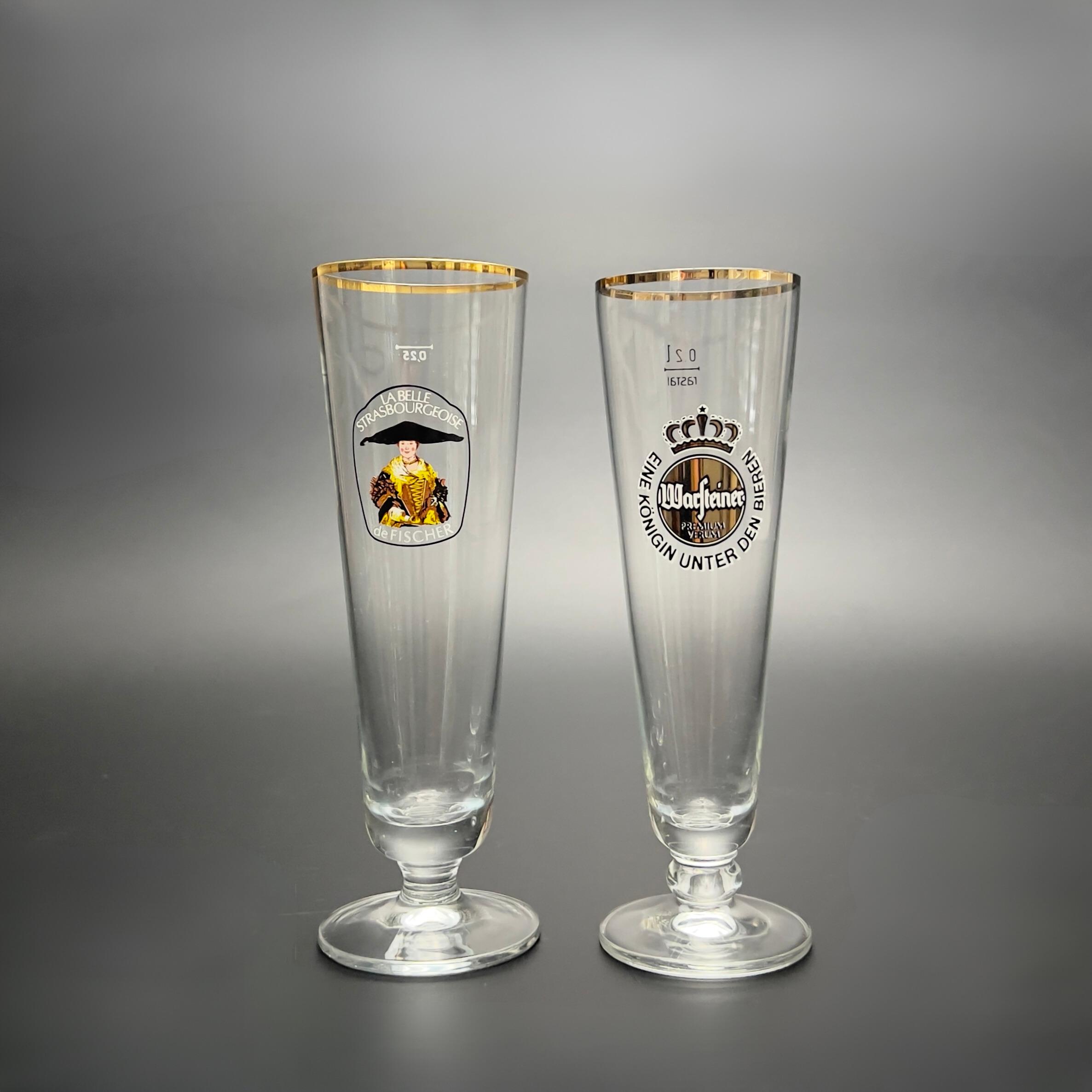 Vintage German Pilsner Glass Set: Warsteiner & Fischer, Gold Rim - Image 5