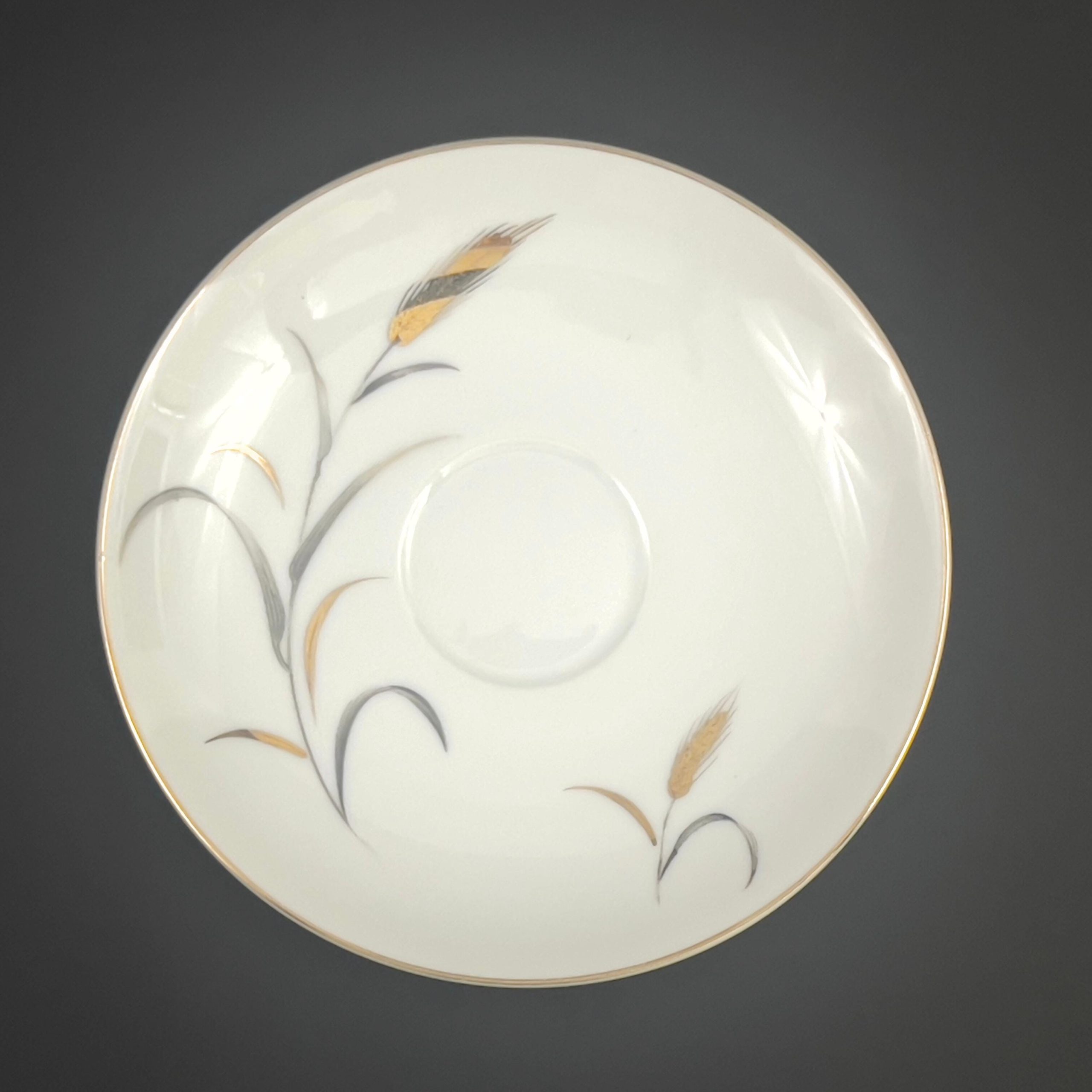 Midcentury CTSI Bone China Tea Set: Gold & Silver Wheat, 2 Settings - Image 8