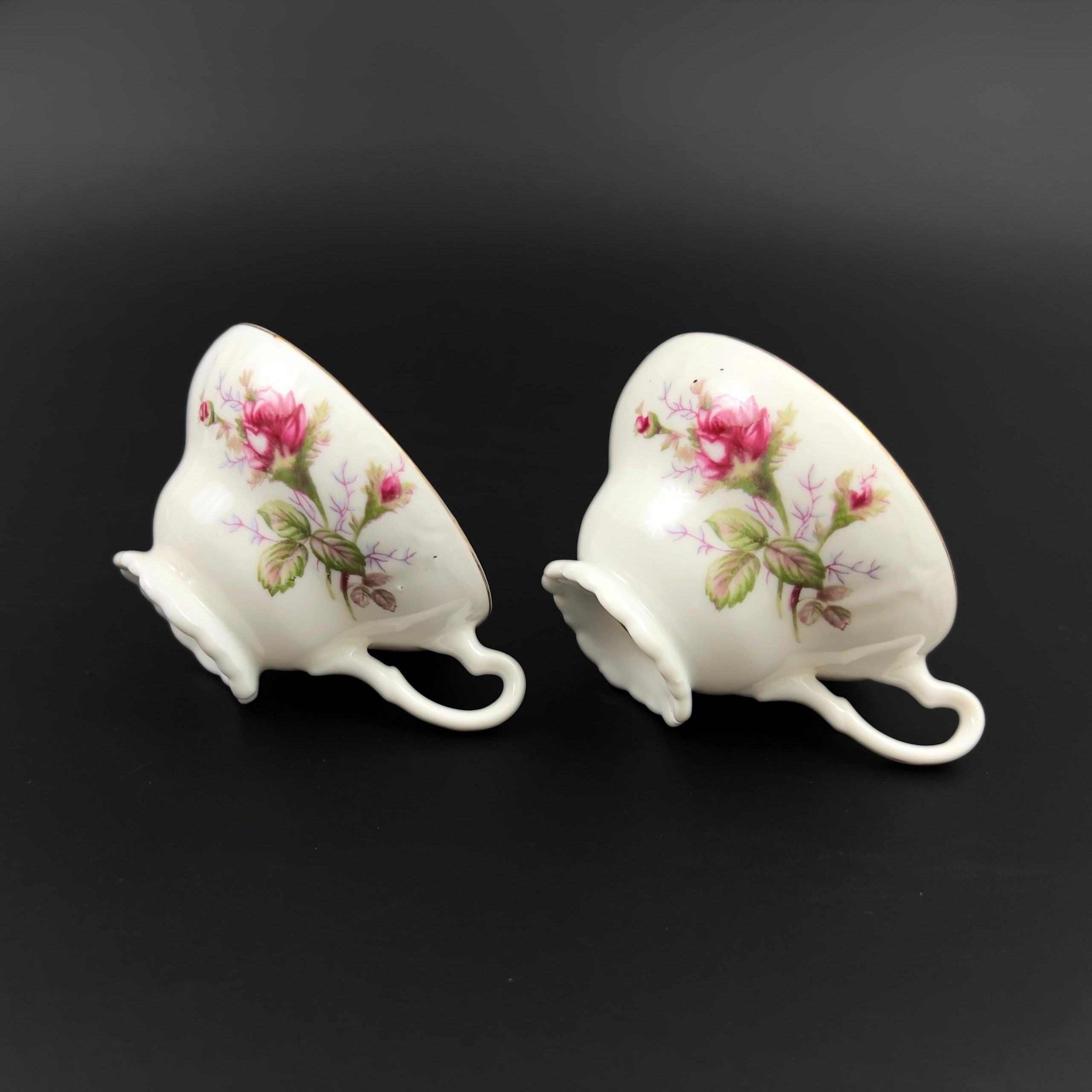 Vintage Ucagco Moss Rose Tea Set: Mid-Century Snack Plate & Footed Cup - Image 4