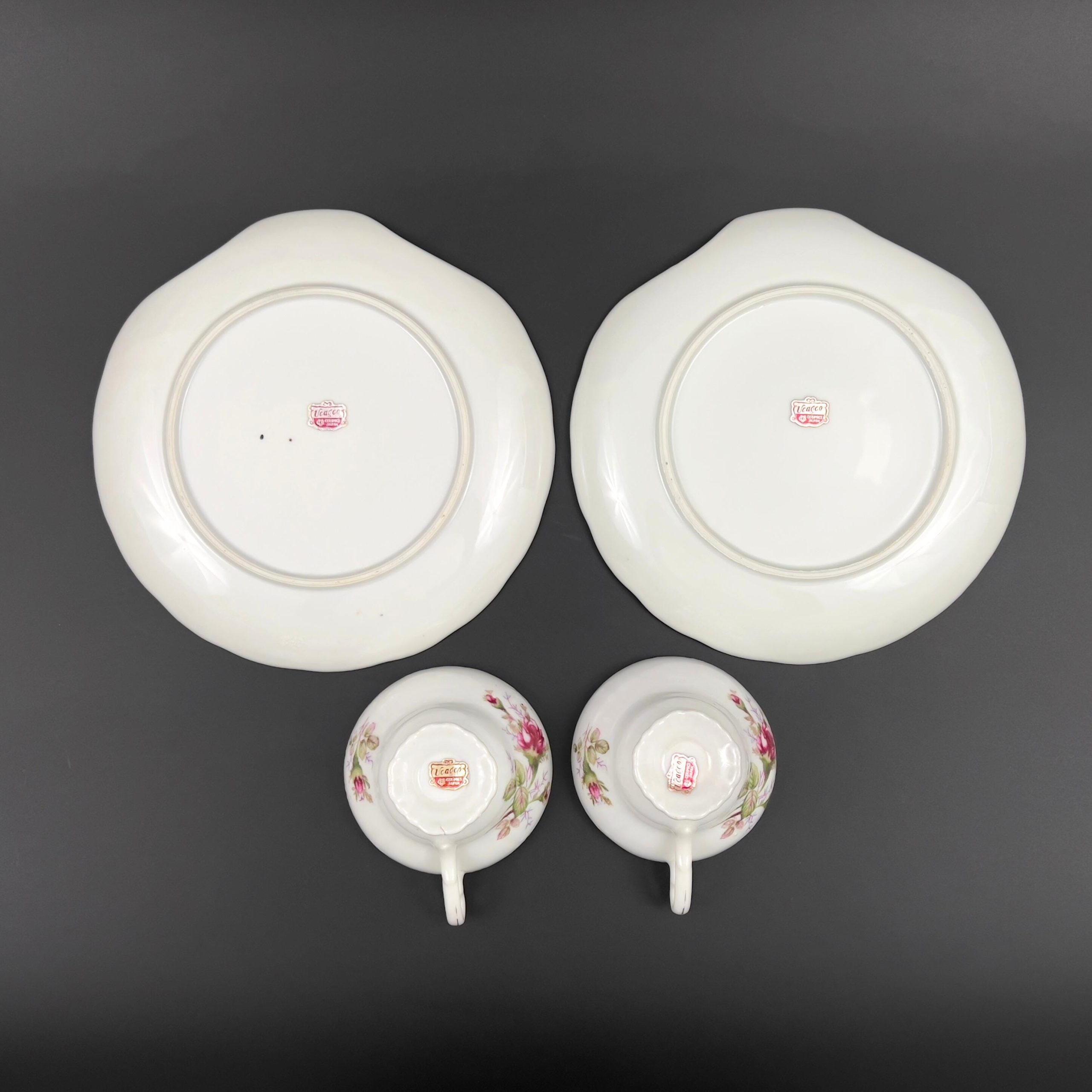 Vintage Ucagco Moss Rose Tea Set: Mid-Century Snack Plate & Footed Cup - Image 11
