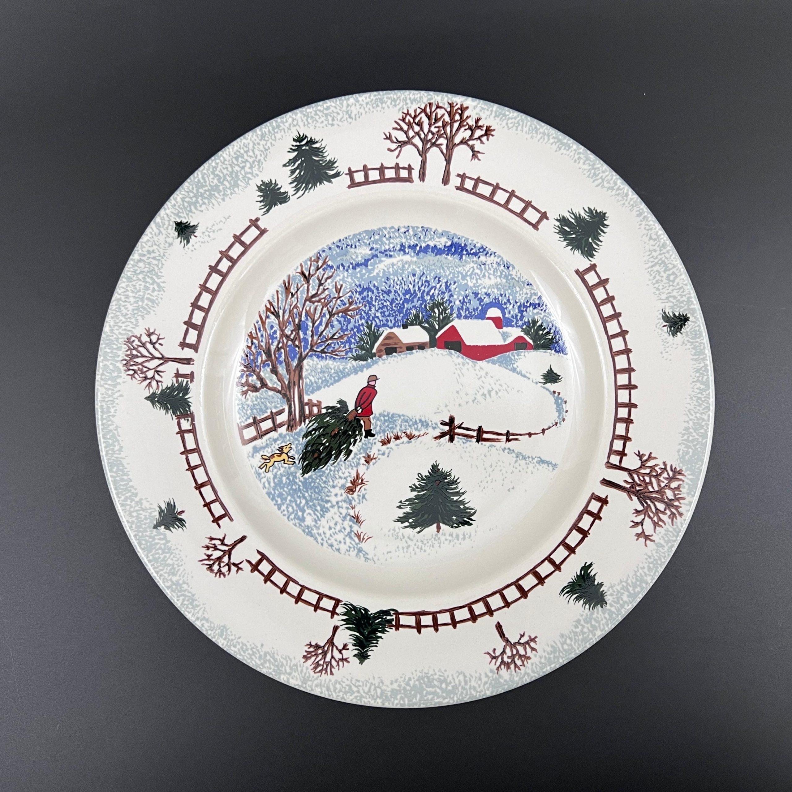 Folkcraft Winter Stoneware Plates: Set of 4 Rustic Christmas Dinner Plates - Image 6