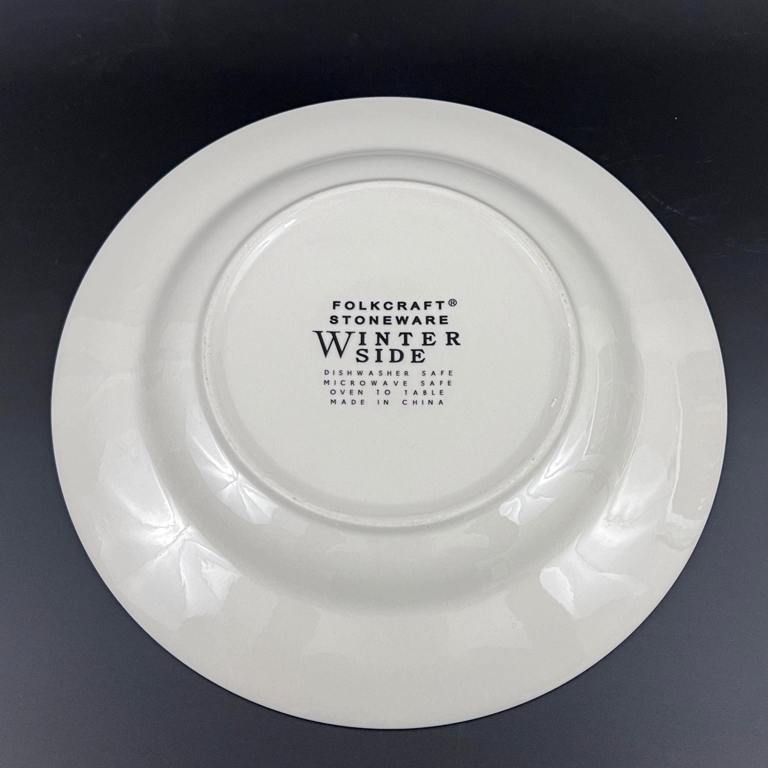 Folkcraft Winter Stoneware Plates: Set of 4 Rustic Christmas Dinner Plates - Image 9