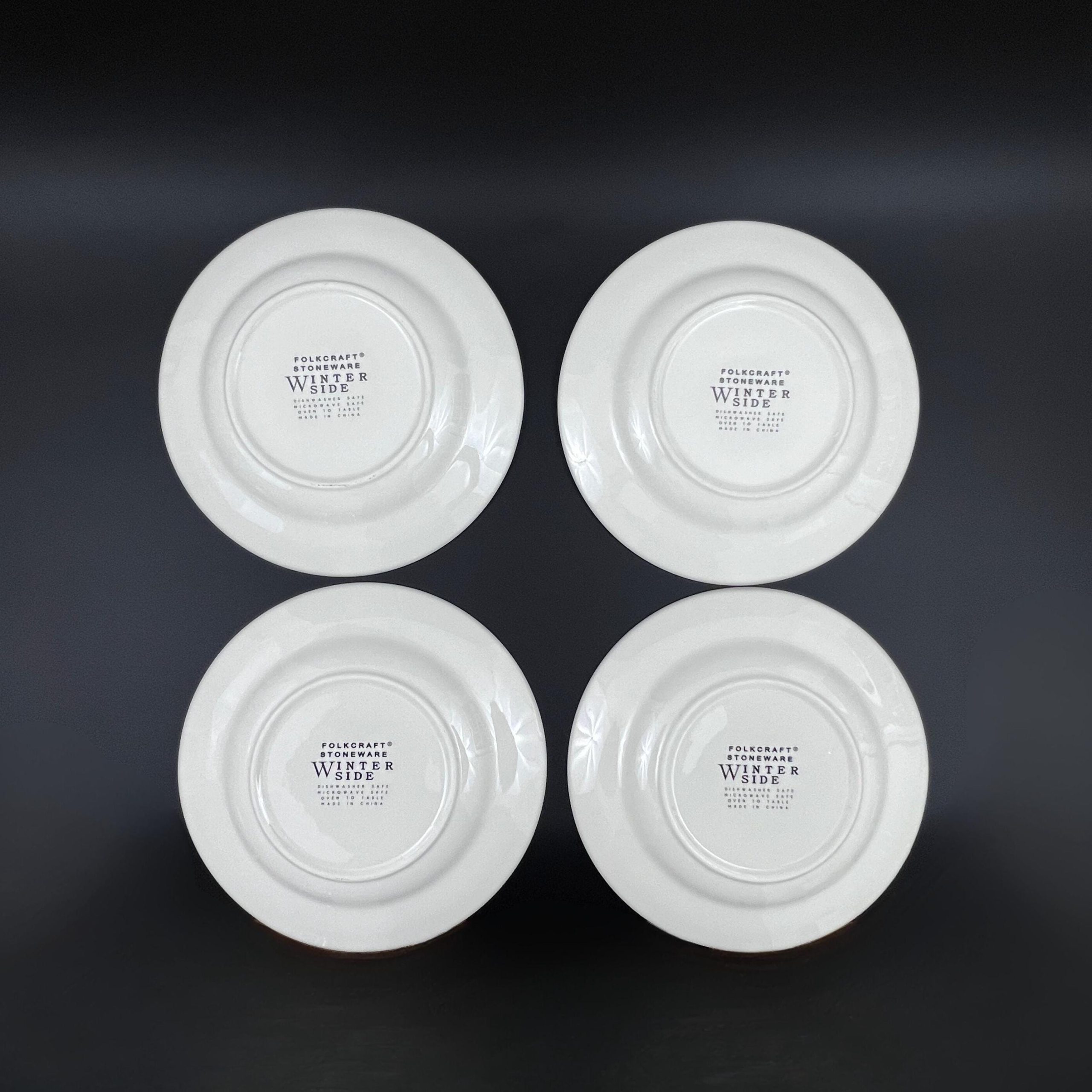 Folkcraft Winter Stoneware Plates: Set of 4 Rustic Christmas Dinner Plates - Image 10