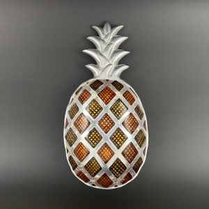 Vintage Pineapple Tray: Pewter Metal with Resin Diamond Pattern