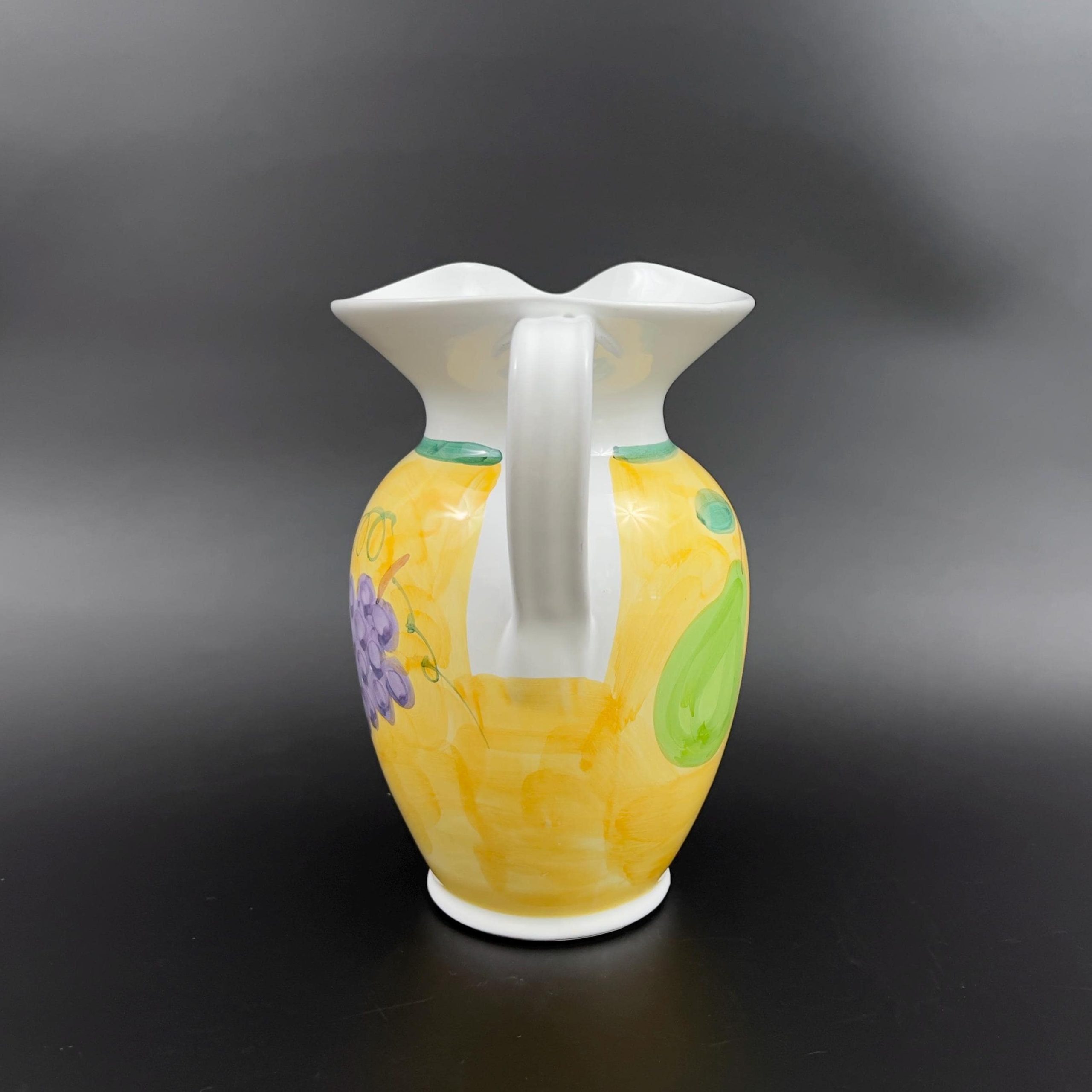 Vintage Caleca Pitcher Vase: Hand-Painted Italian Ceramic Fruit Decor - Image 3