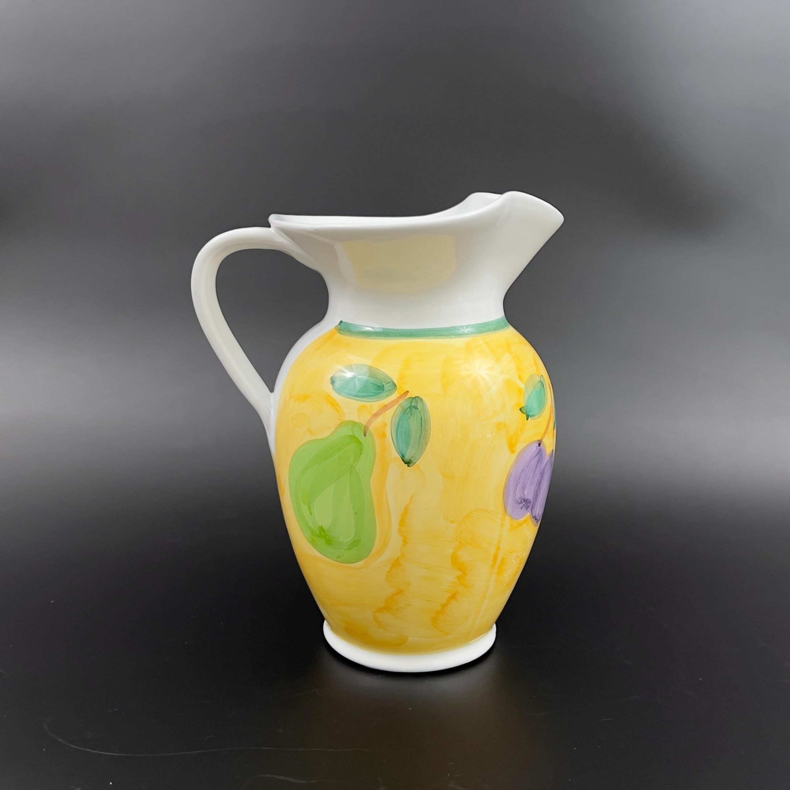 Vintage Caleca Pitcher Vase: Hand-Painted Italian Ceramic Fruit Decor - Image 4
