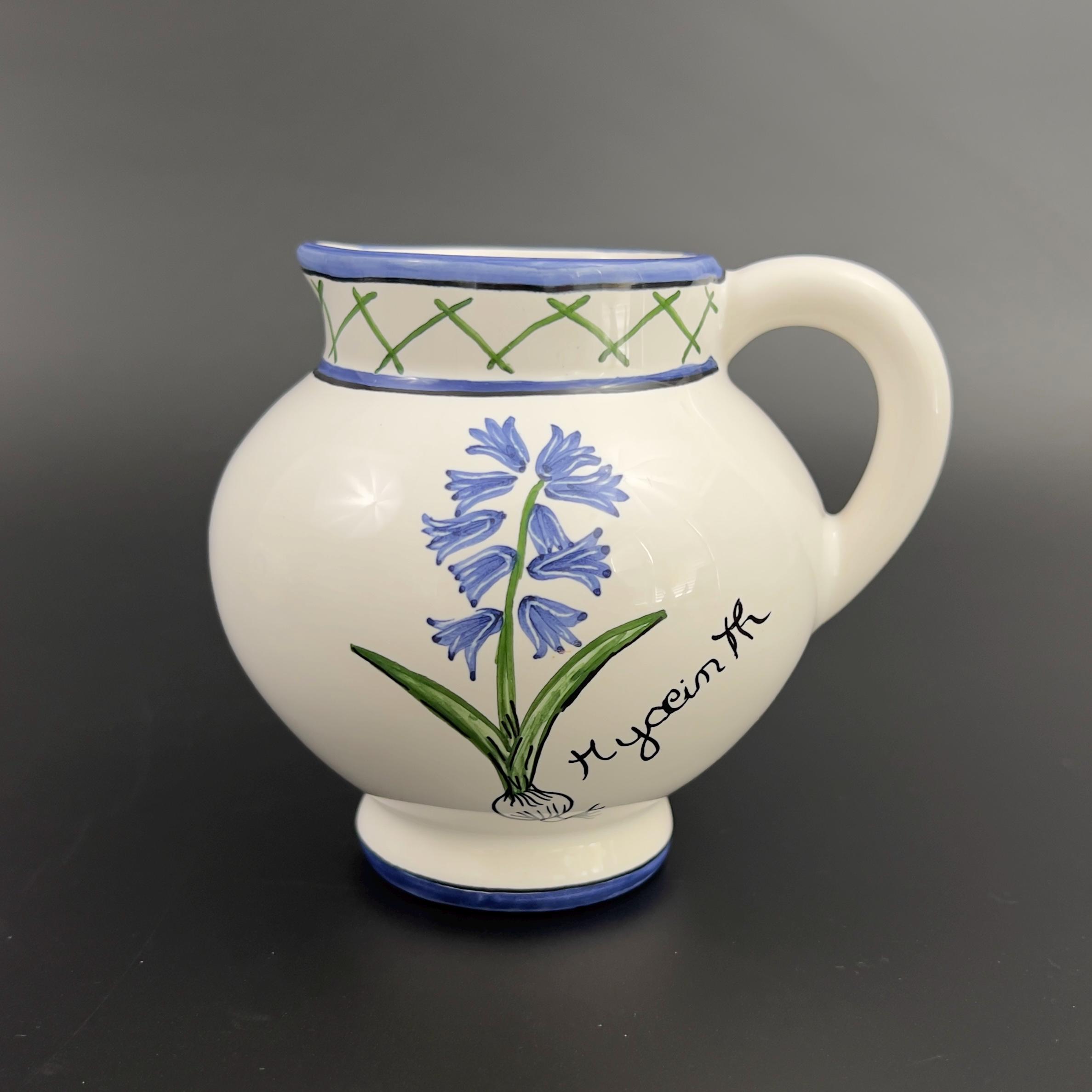 Vintage Casafina Cream and Sugar Set: Hand-Painted Hyacinths, Portugal - Image 4