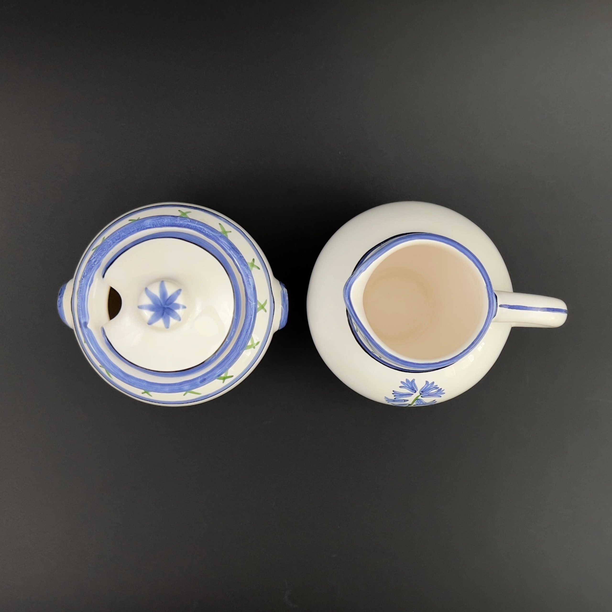 Vintage Casafina Cream and Sugar Set: Hand-Painted Hyacinths, Portugal - Image 9