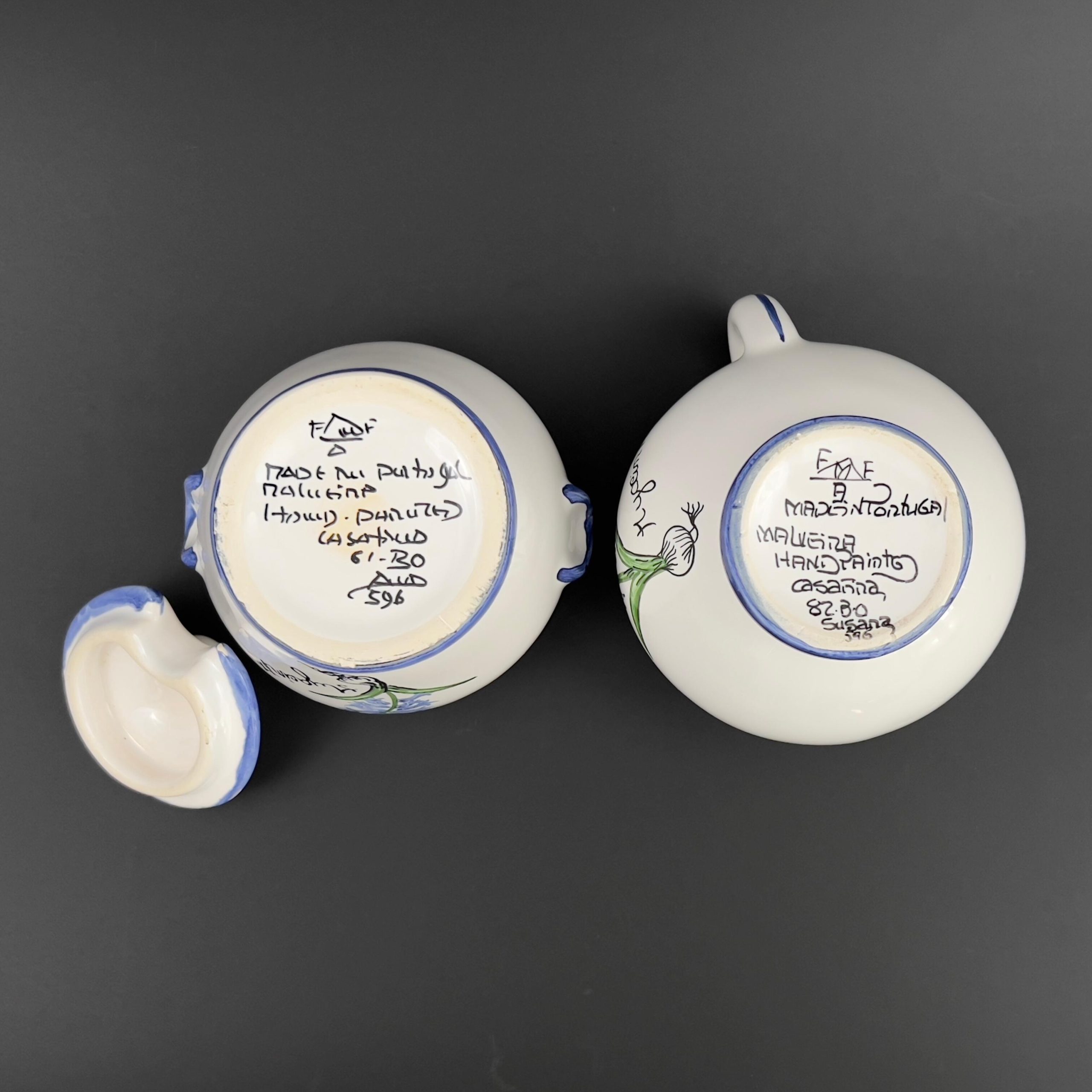 Vintage Casafina Cream and Sugar Set: Hand-Painted Hyacinths, Portugal - Image 11