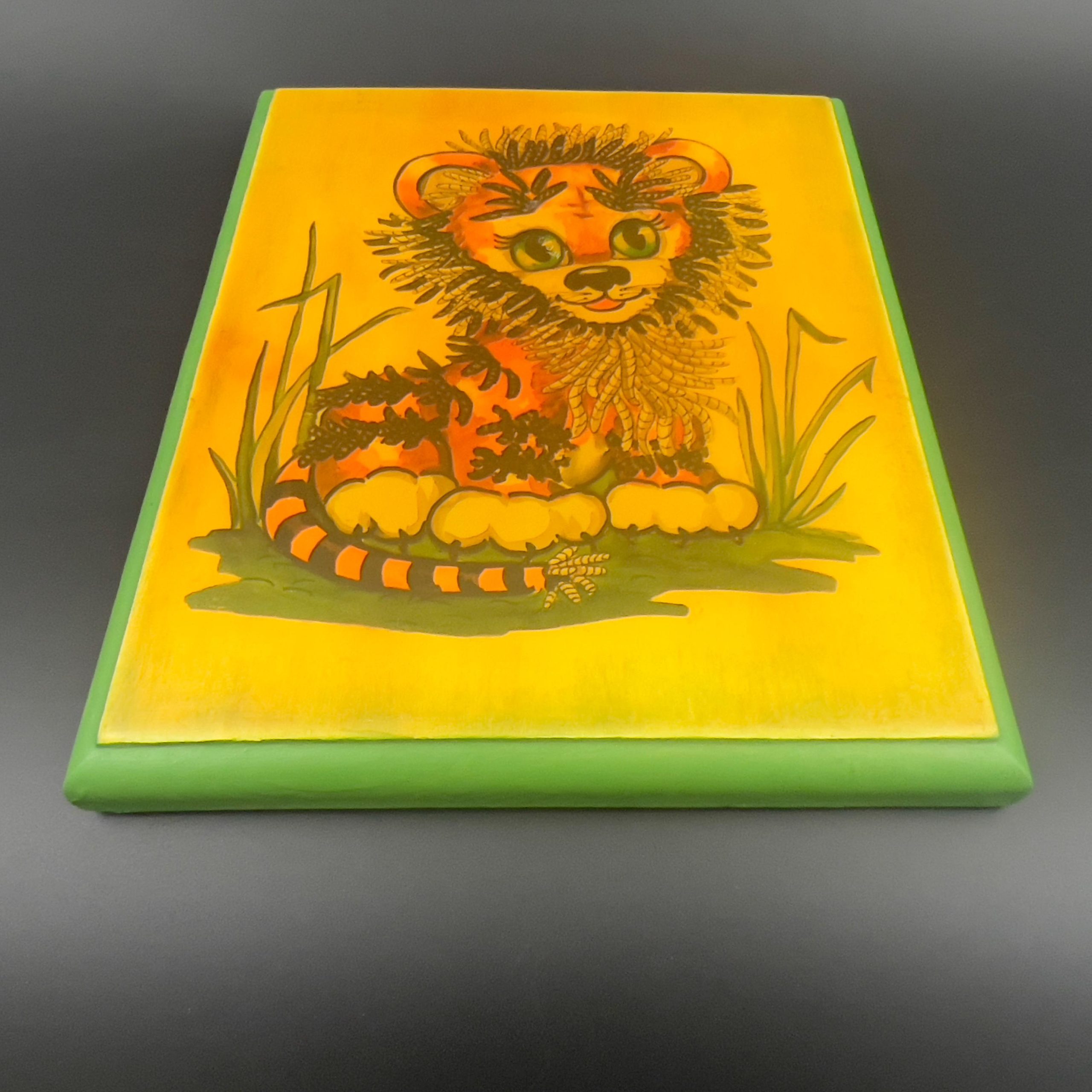Vintage Lois Mae Thayer Lion Cub Wood Plaque - Mid-Century Children's Art - Image 6