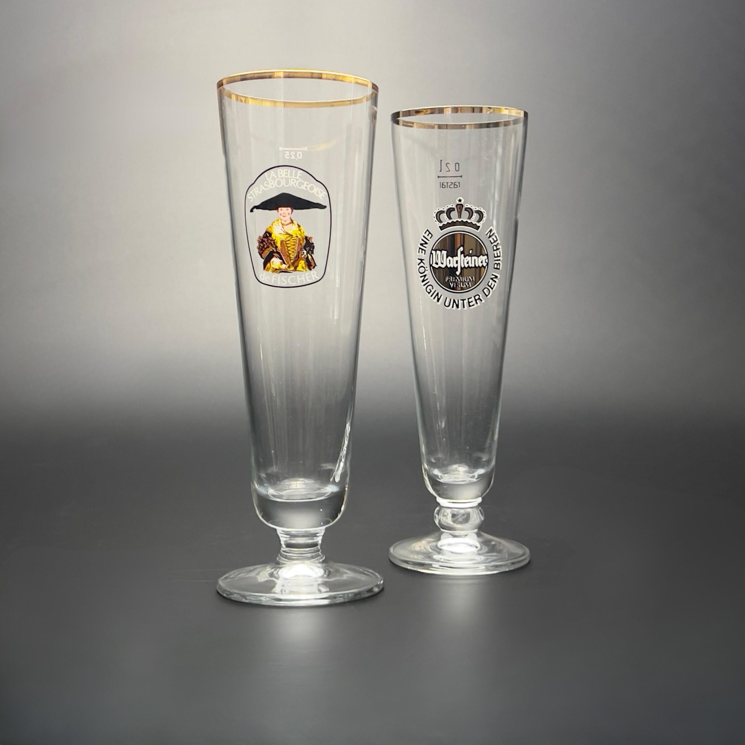 Vintage German Pilsner Glass Set: Warsteiner & Fischer, Gold Rim - Image 4