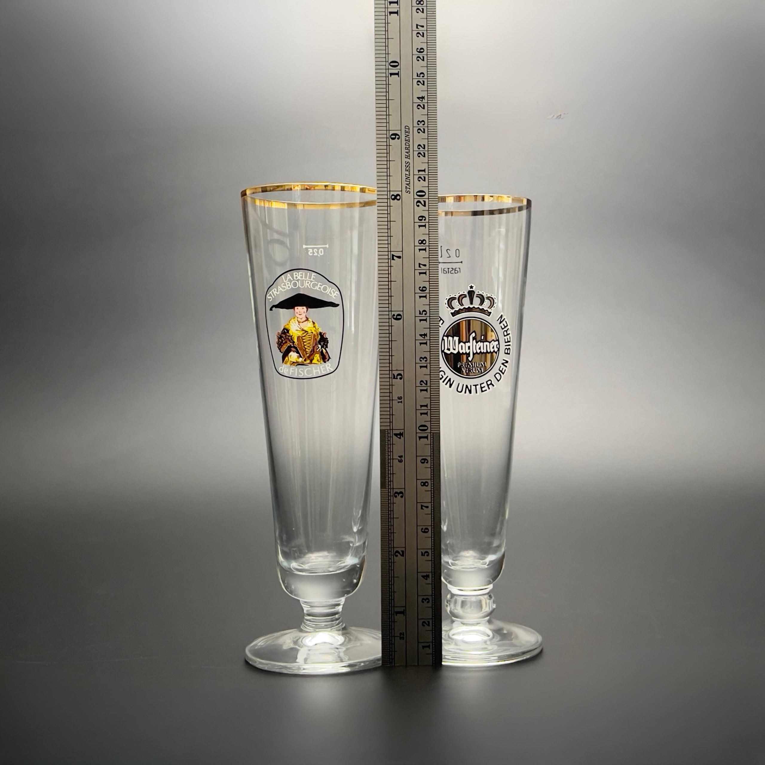 Vintage German Pilsner Glass Set: Warsteiner & Fischer, Gold Rim - Image 9